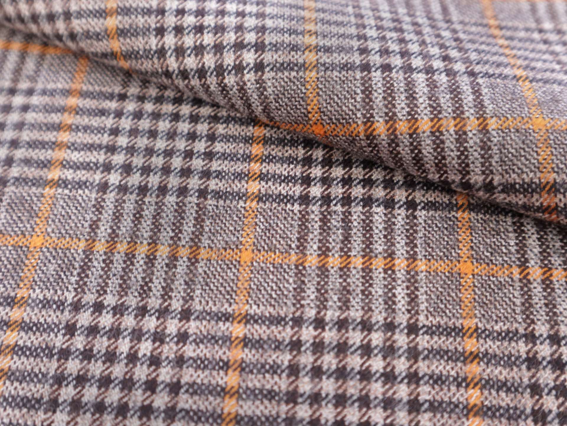 Wool Plaid Suiting in Brown & Yellow