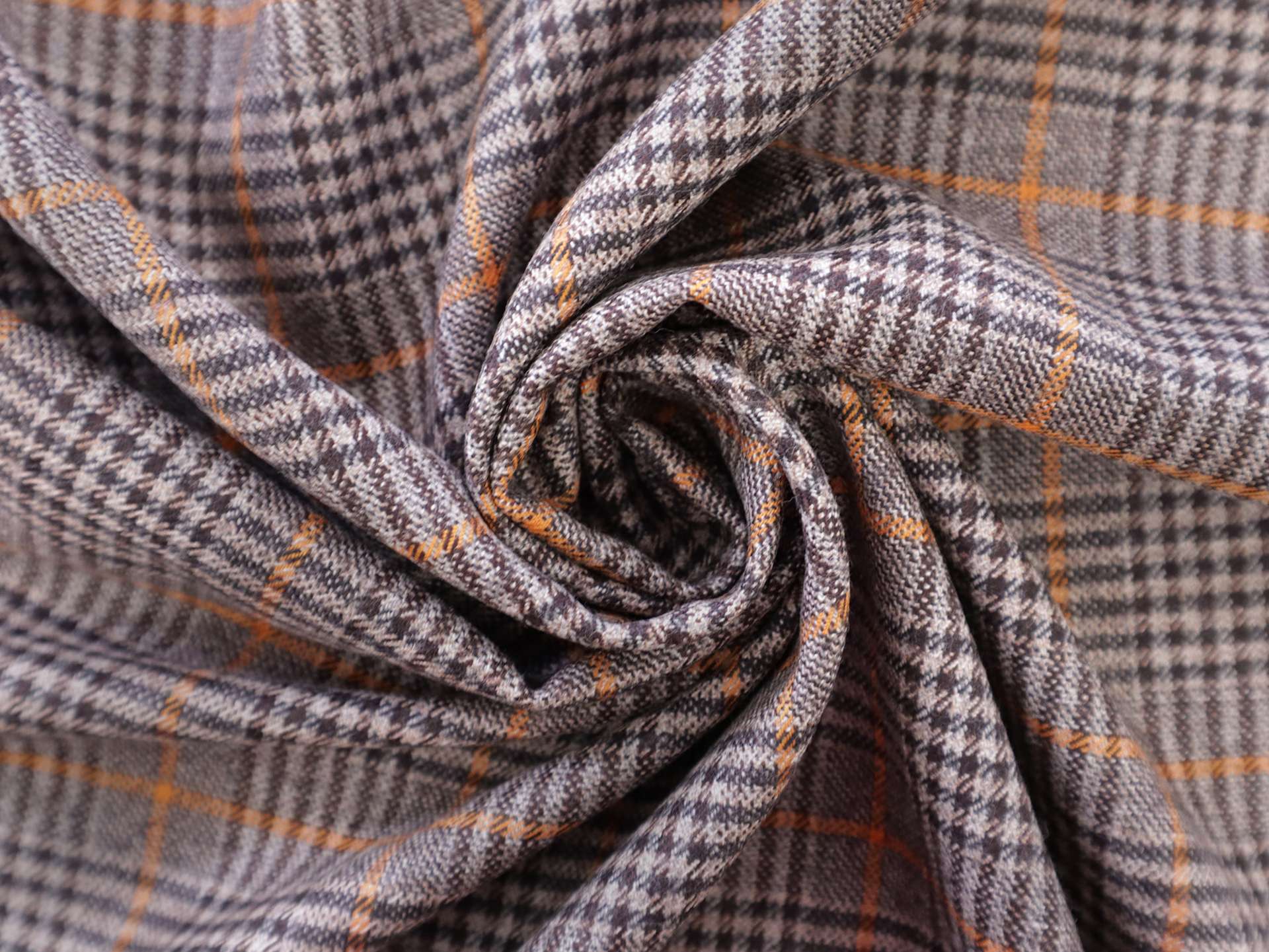 Wool Plaid Suiting in Brown & Yellow