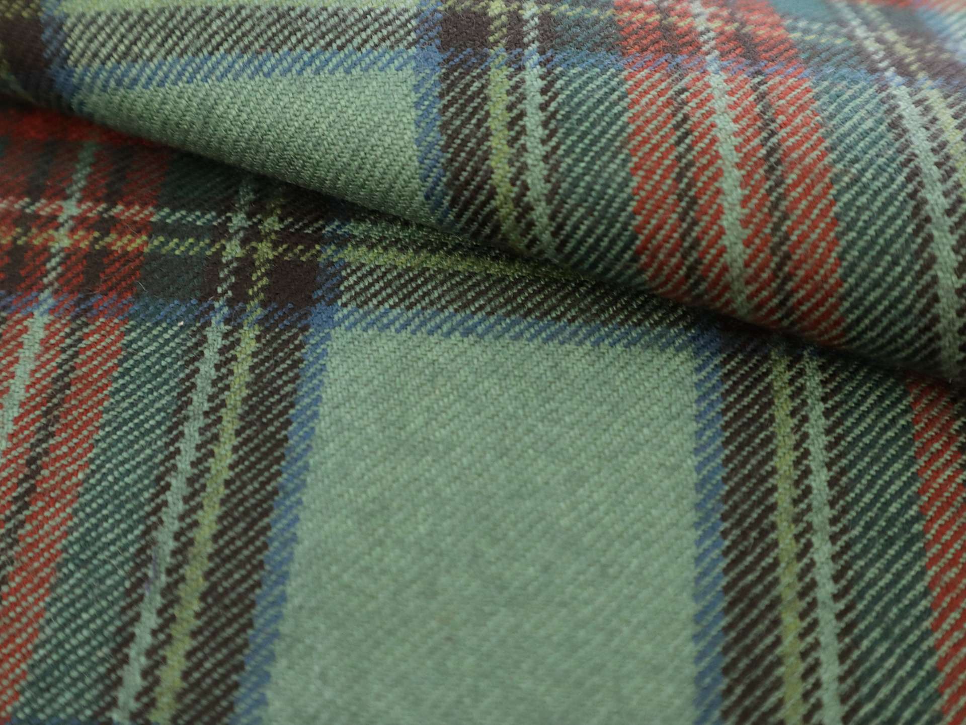 Italian Wool Plaid Suiting in Green