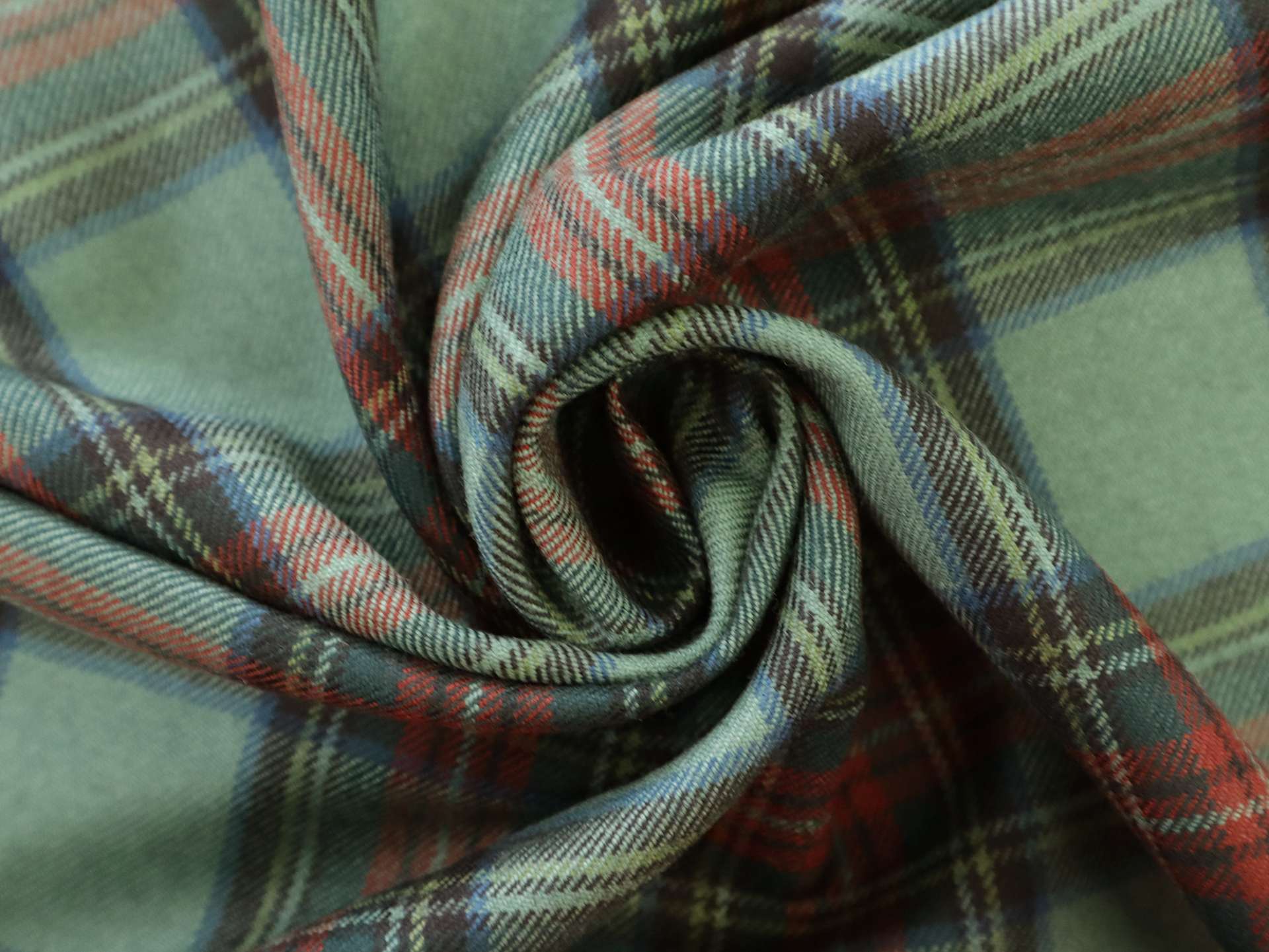Italian Wool Plaid Suiting in Green
