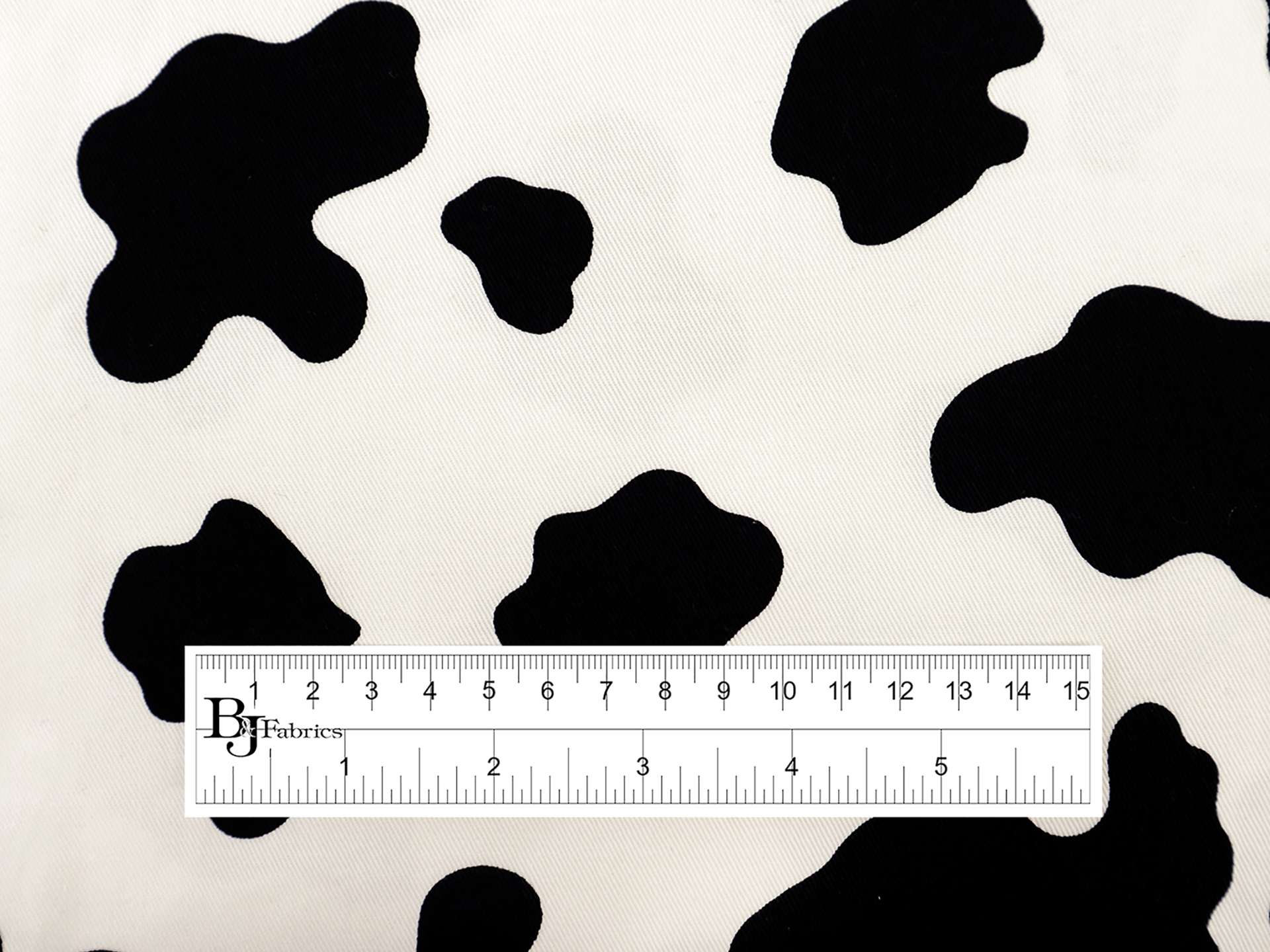 Cotton Twill Cow Print in White & Black