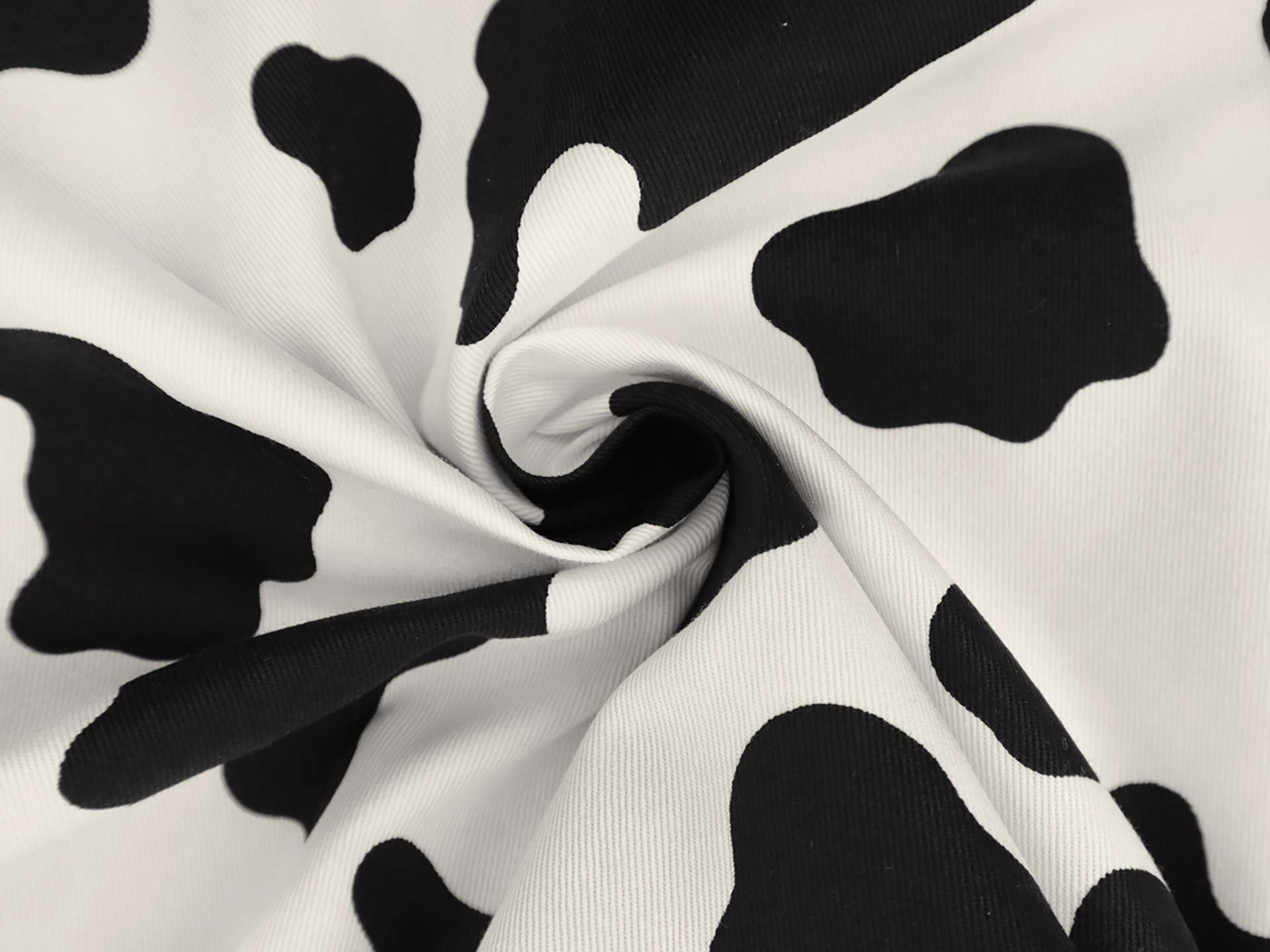 Cotton Twill Cow Print in White & Black
