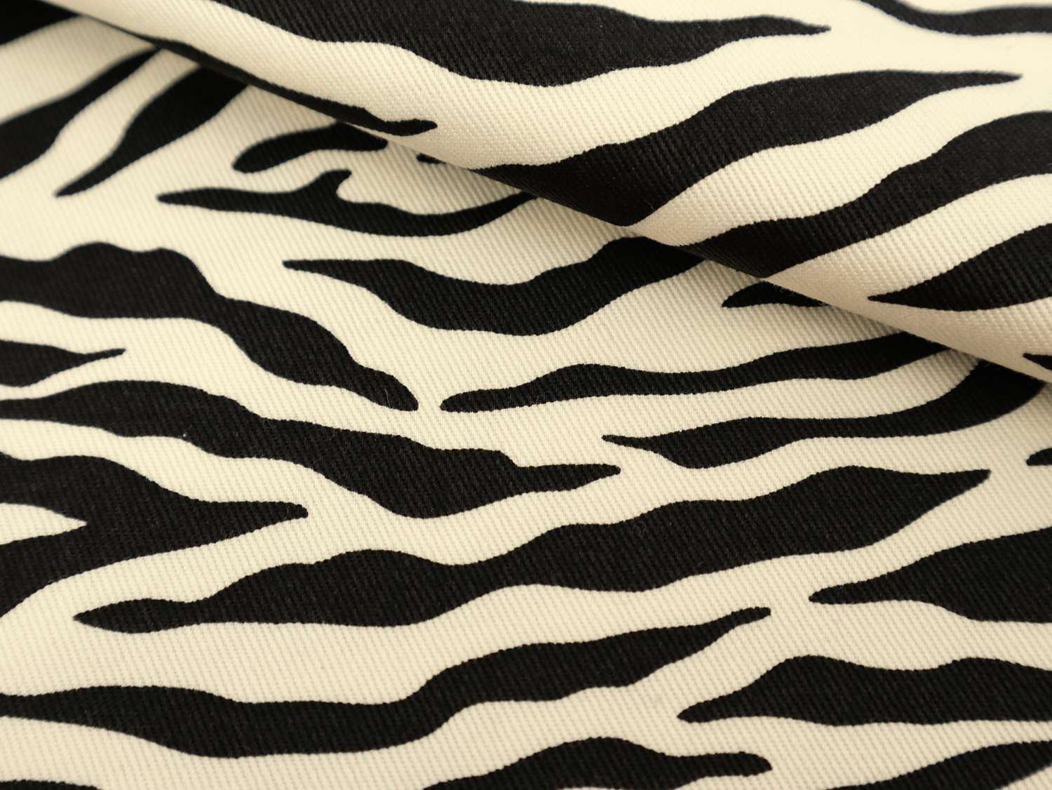 Cotton Twill Zebra Print in White & Black