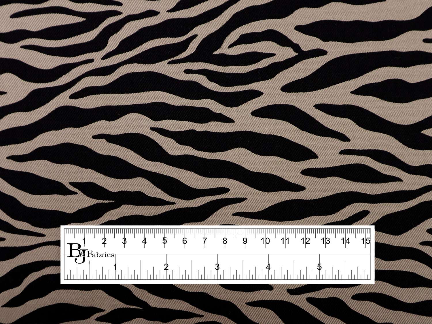 Cotton Twill Zebra Print in Taupe & Black
