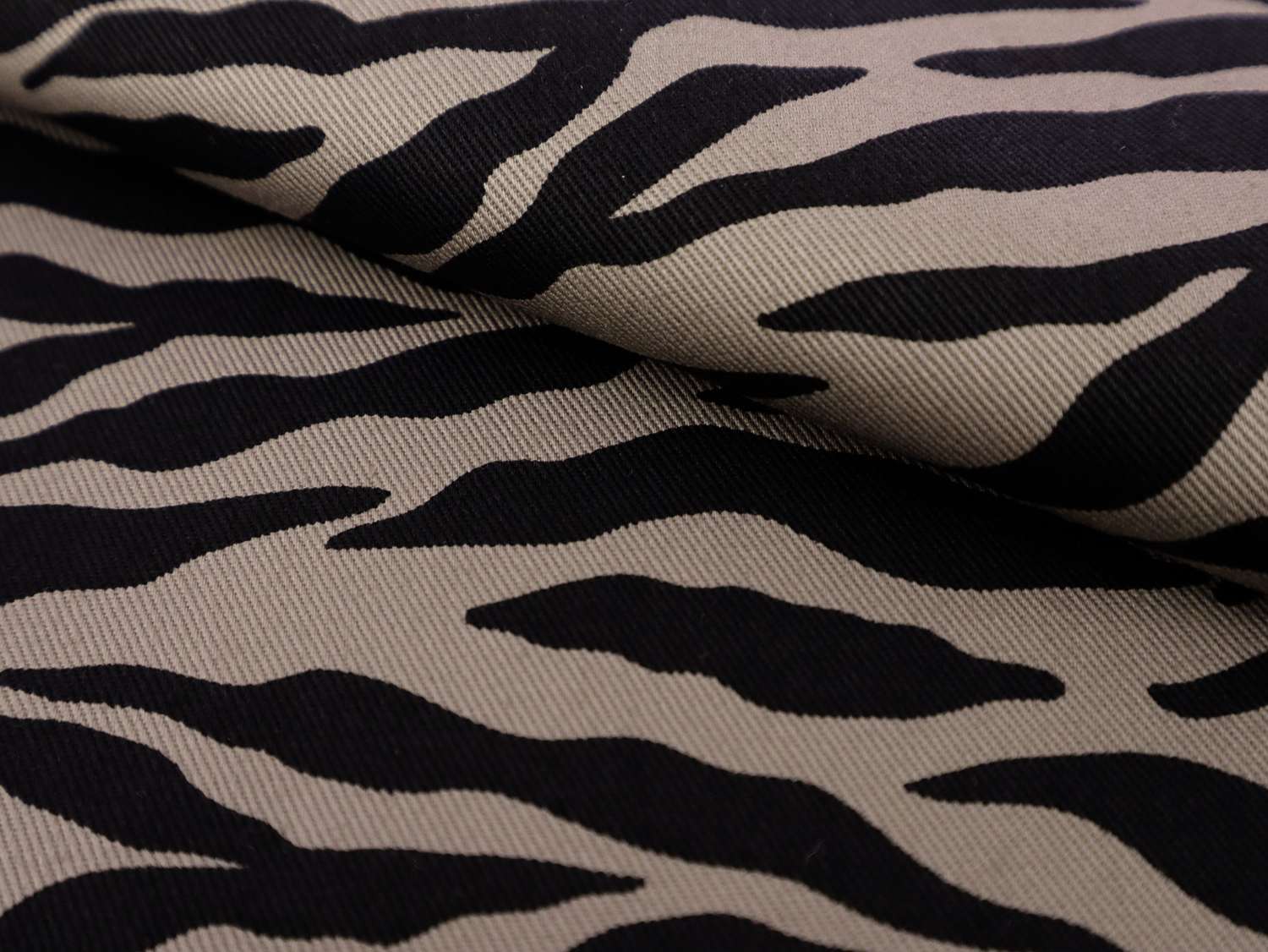 Cotton Twill Zebra Print in Taupe & Black