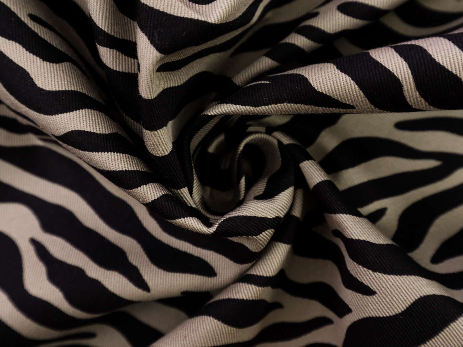 Cotton Twill Zebra Print in Taupe & Black