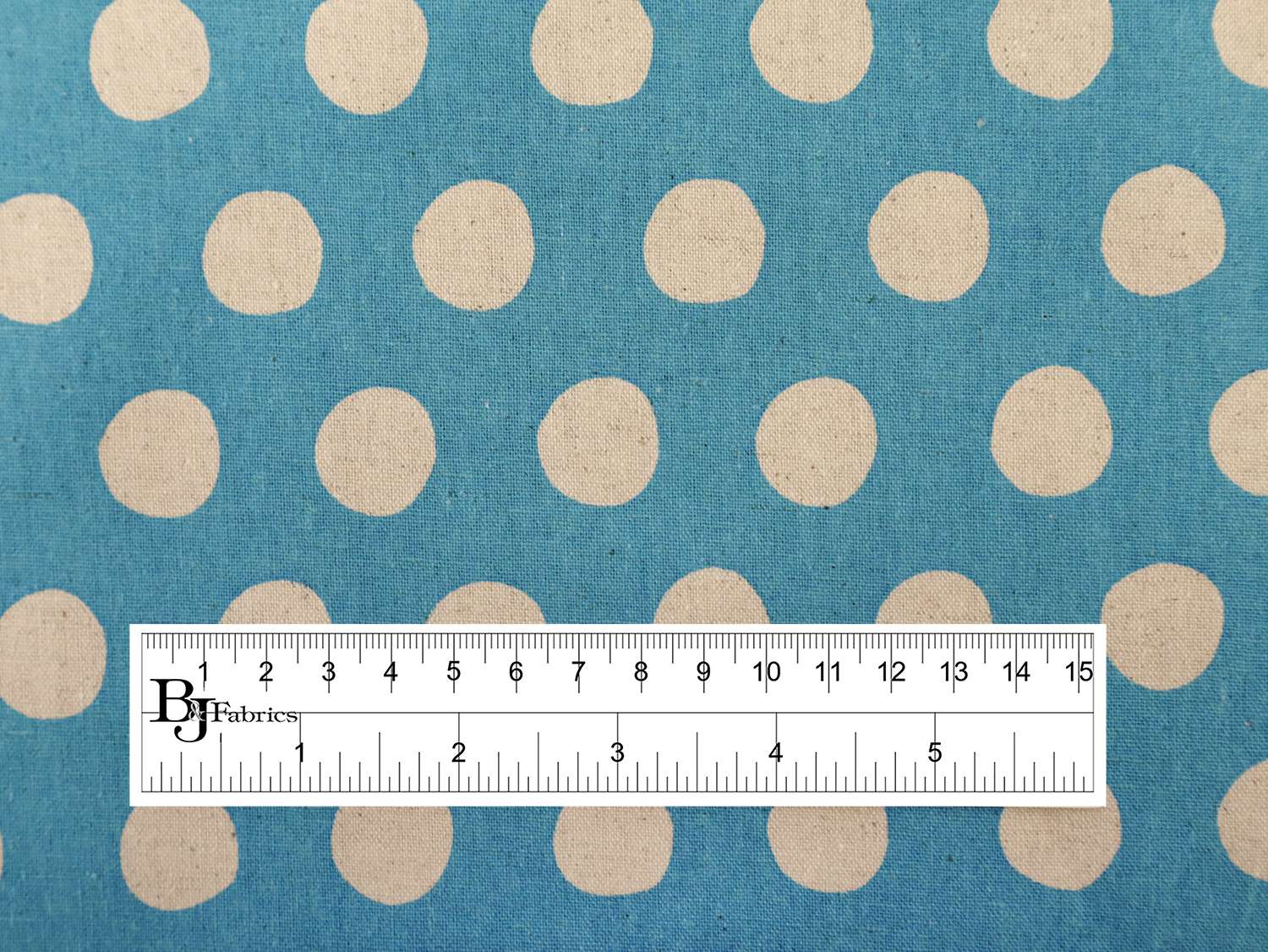 Cotton & Linen Canvas with Polka Dot Print in Blue