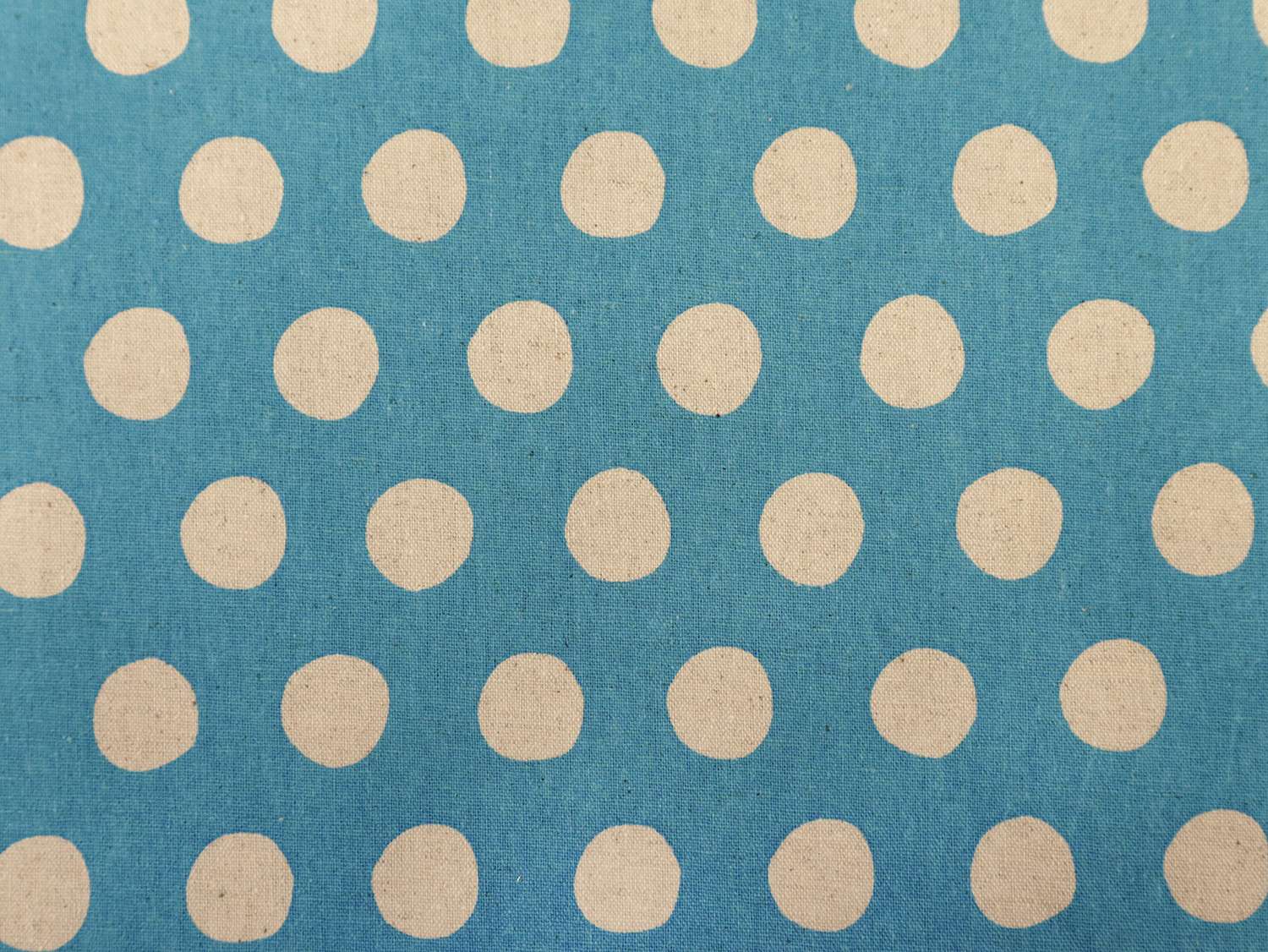 Cotton & Linen Canvas with Polka Dot Print in Blue