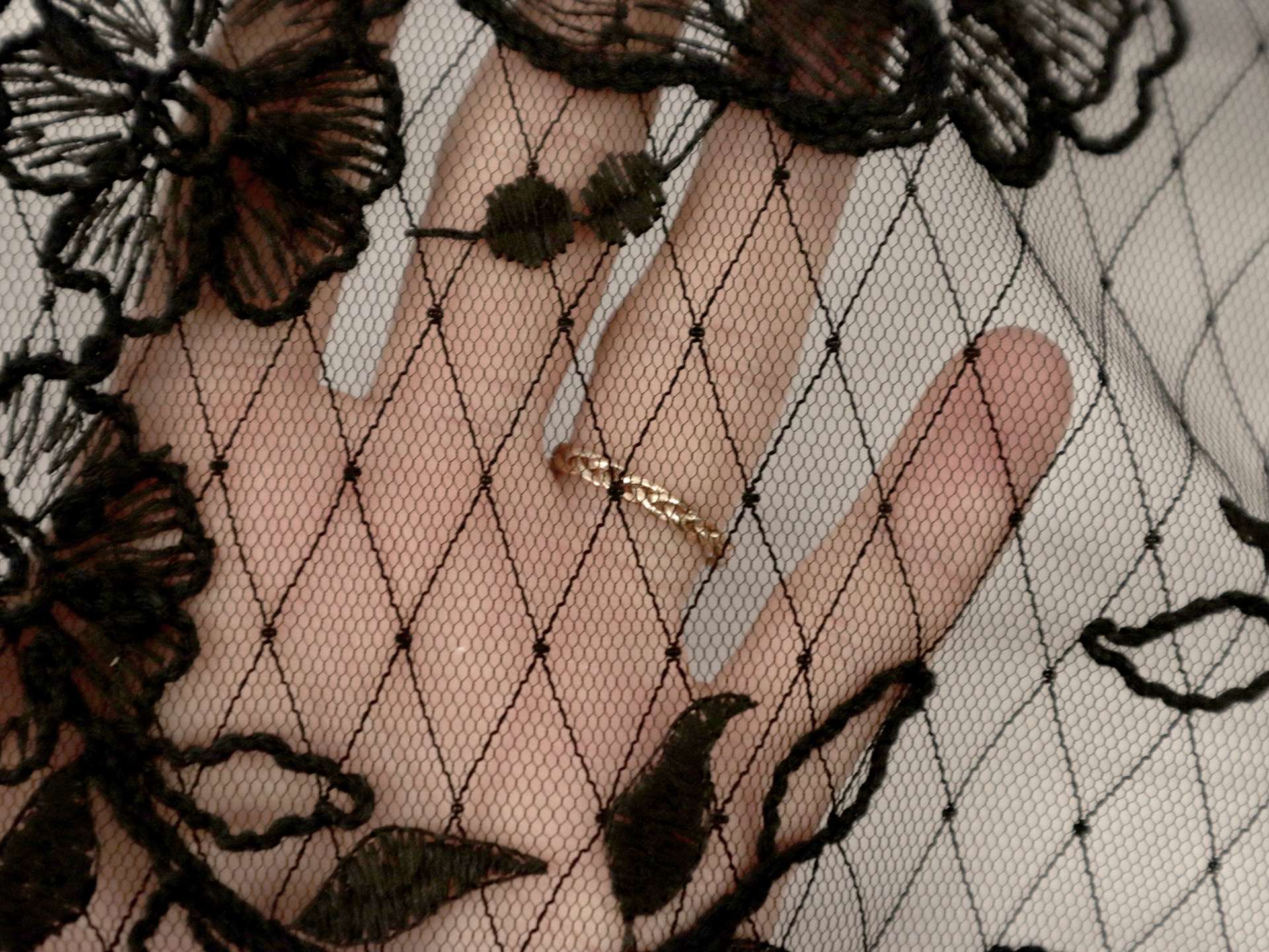 Embroidered Novelty Tulle with Floral Pattern in Black