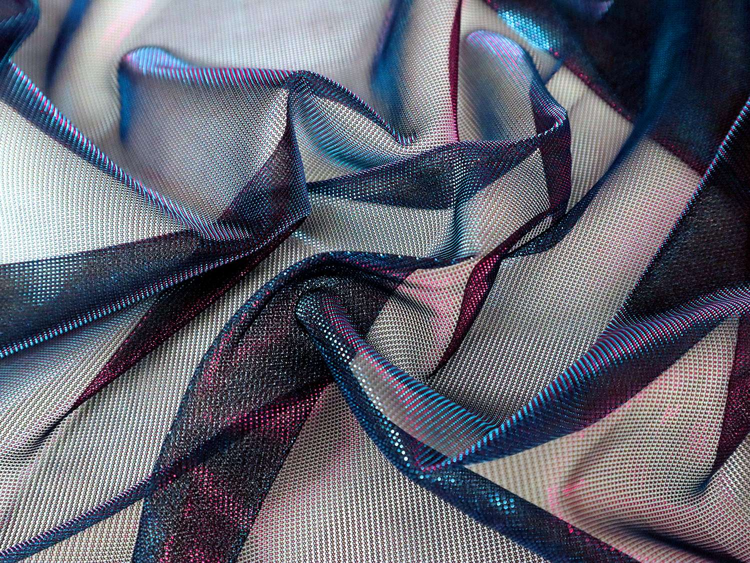 Sheer Iridescent Metallic Knit in Teal and Fuchsia