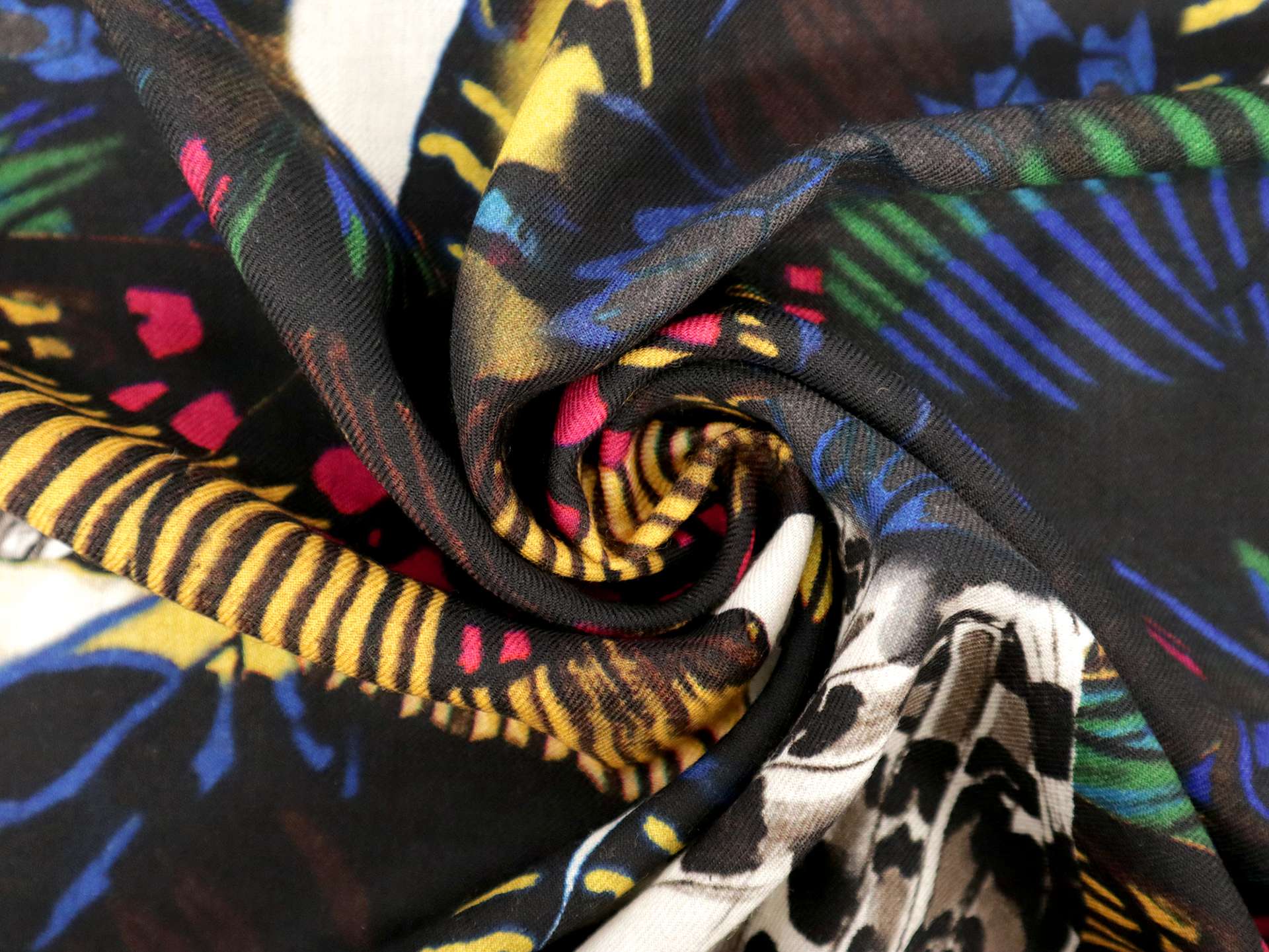 Wool Challis With Animal Prints Collage