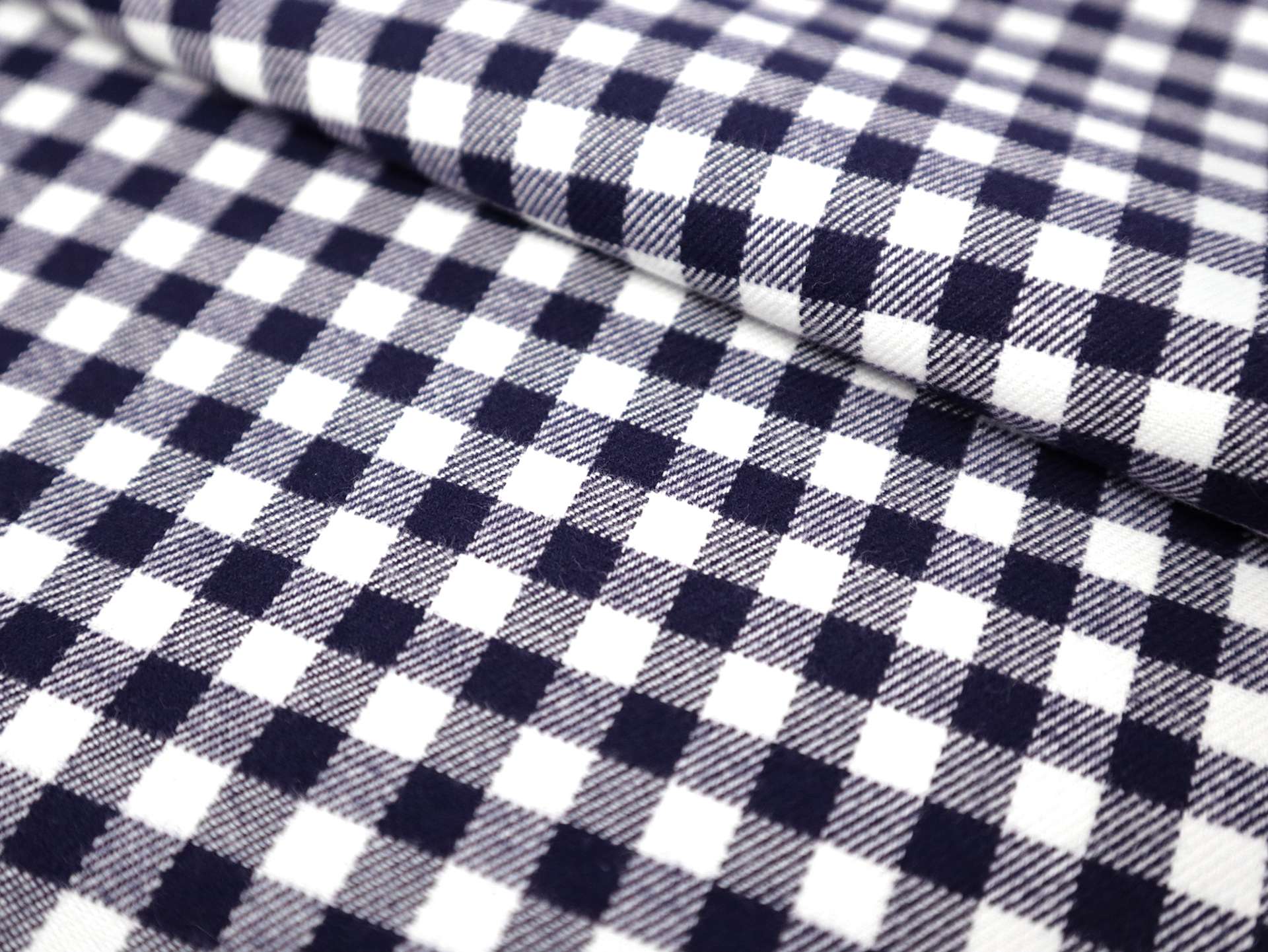 Cotton Flannel Check Shirting in Dark Navy