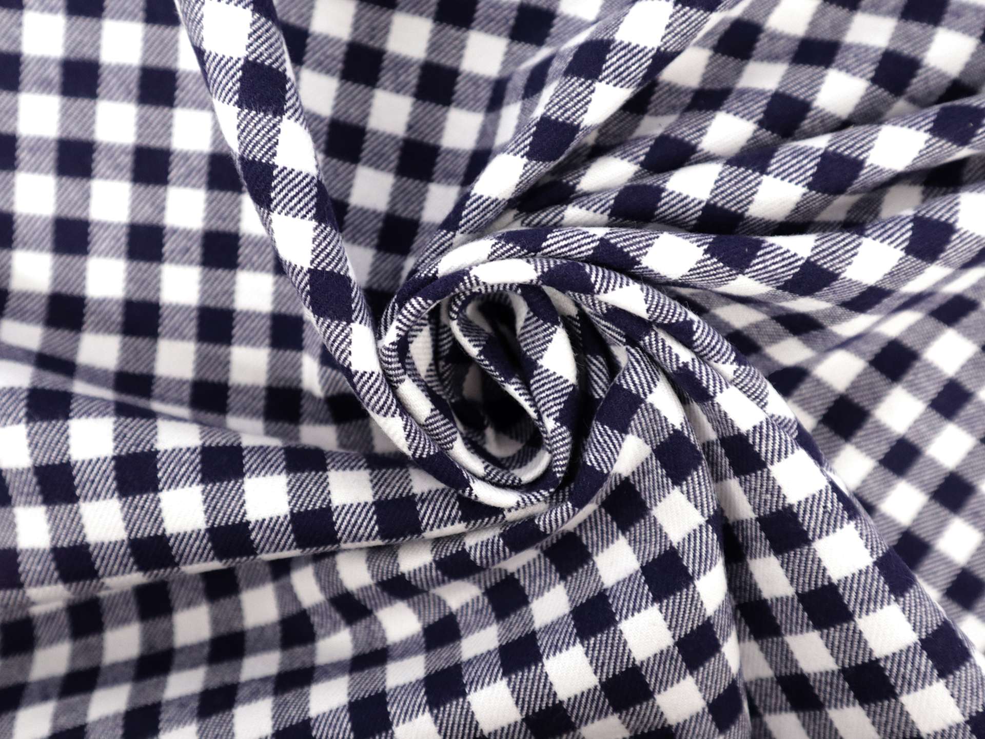 Cotton Flannel Check Shirting in Dark Navy