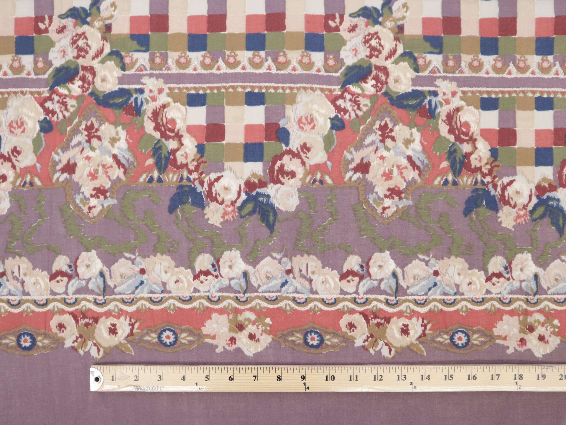 Vintage Wool & Cotton Viyella with Floral Tiles Border