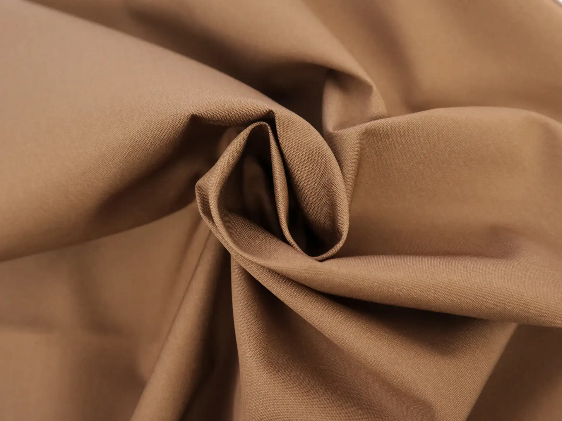 Poly Cotton Water Repellent Faille in Saddle Brown
