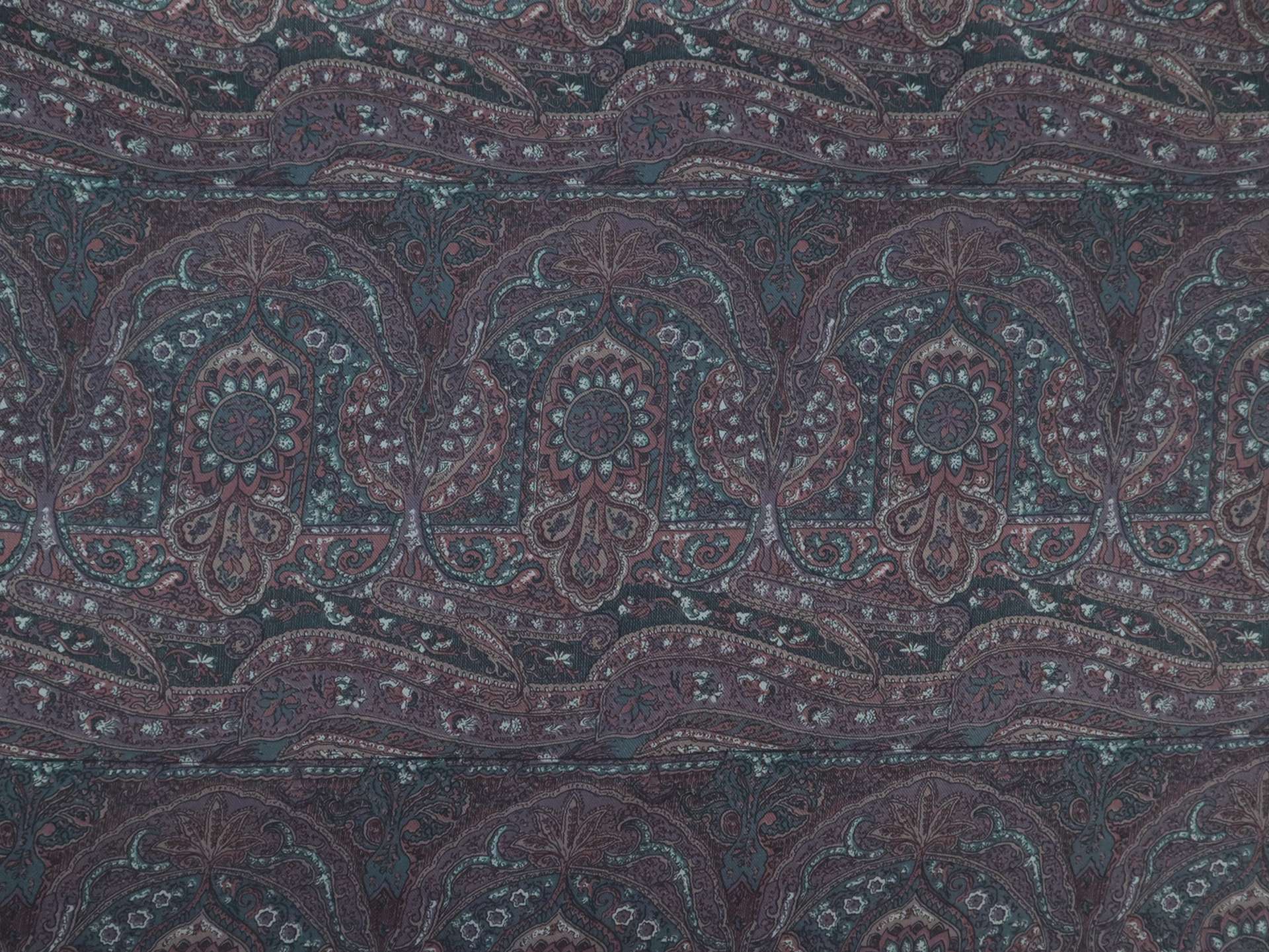 Italian Silk Twill Print in Mauve Teal