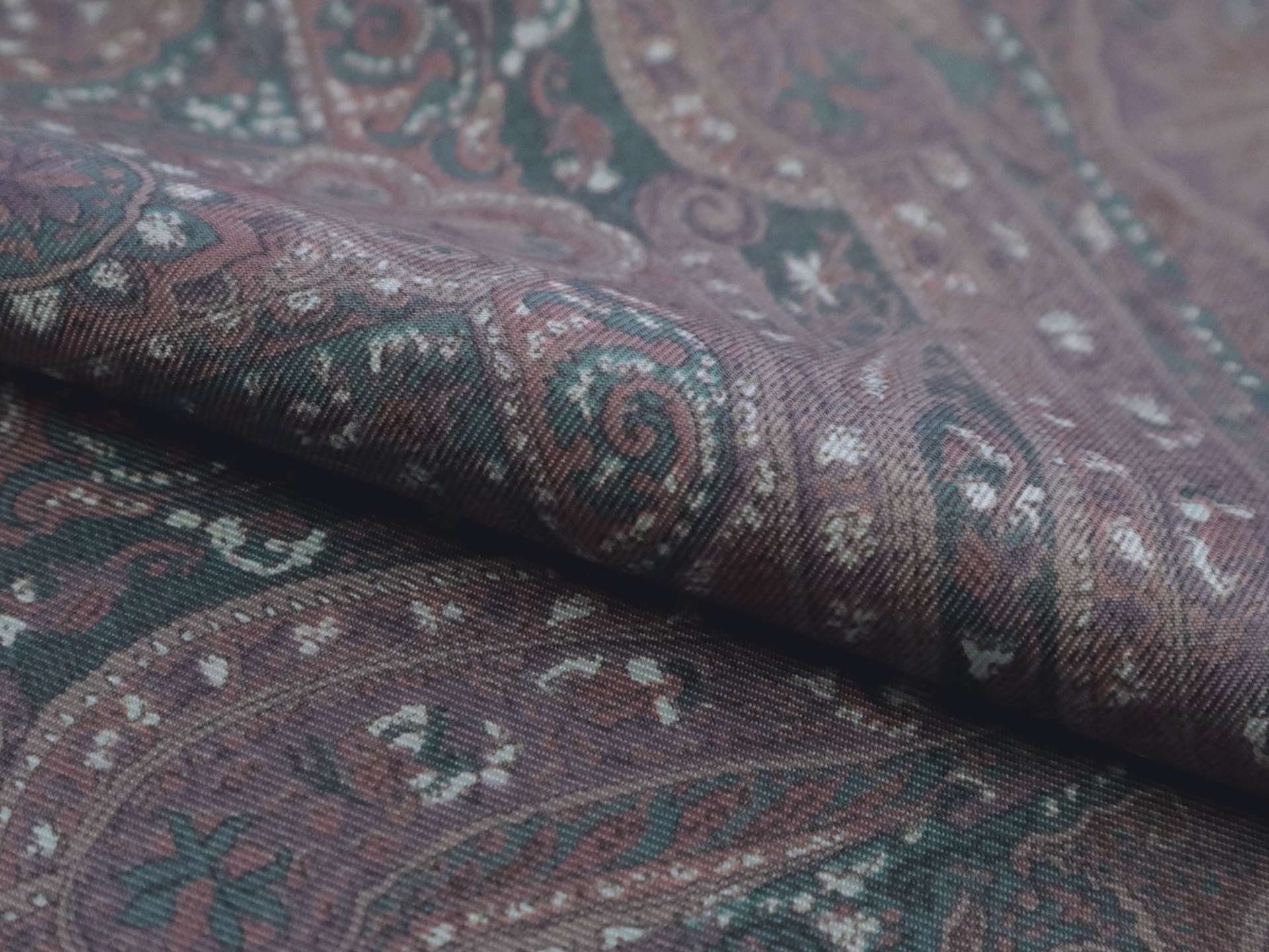 Italian Silk Twill Print in Mauve Teal