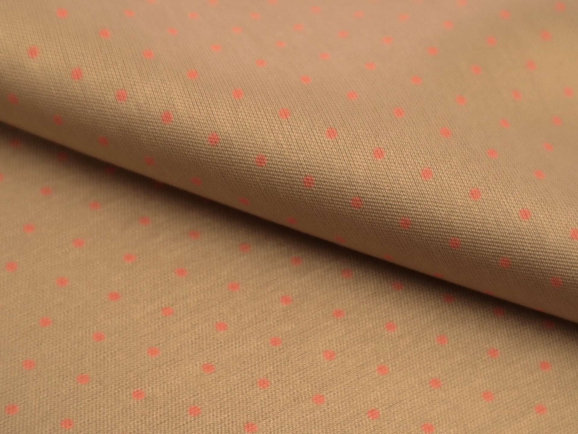 Silk and Wool Shantung with Polka Dots in Orange