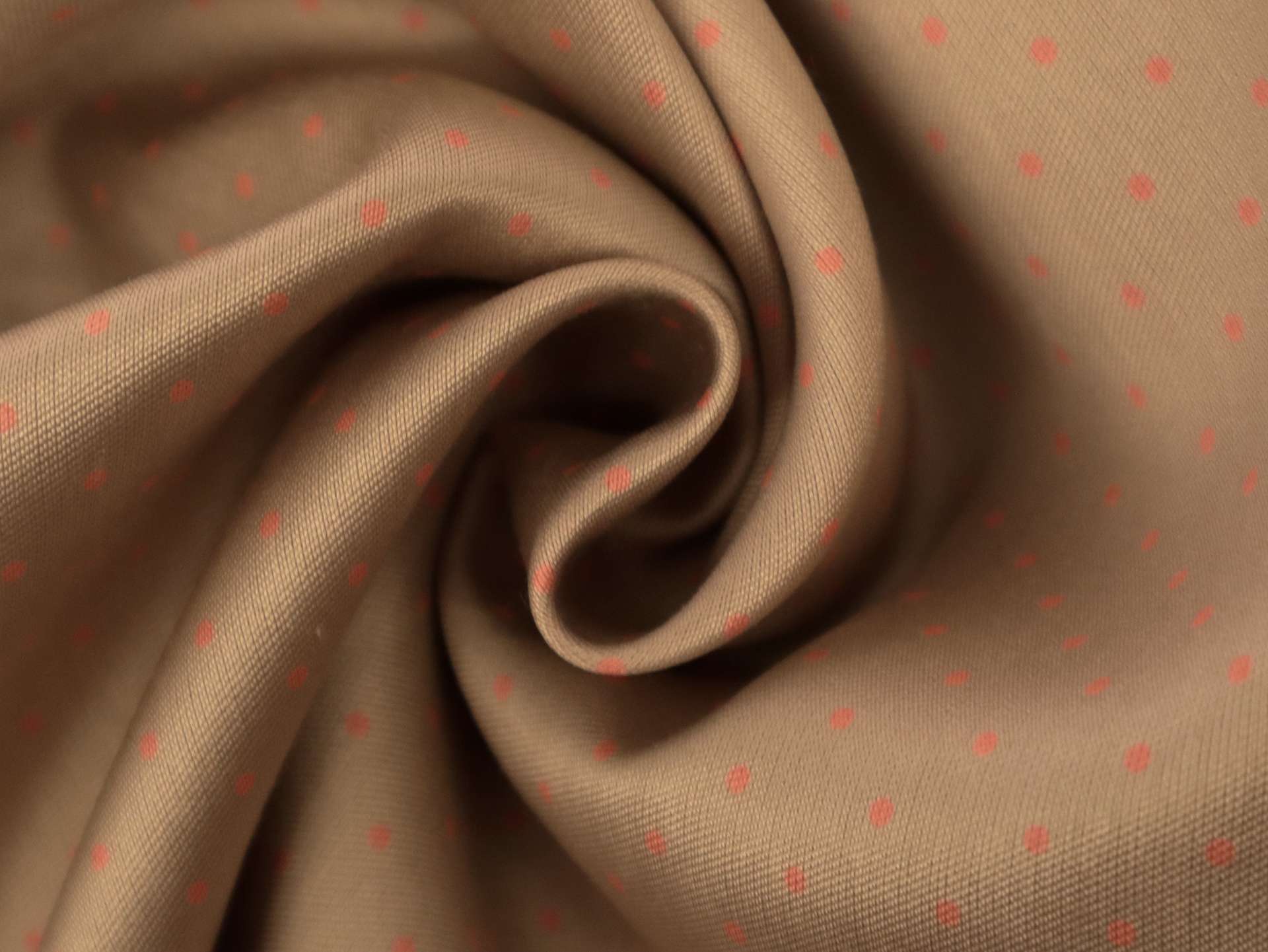 Silk and Wool Shantung with Polka Dots in Orange