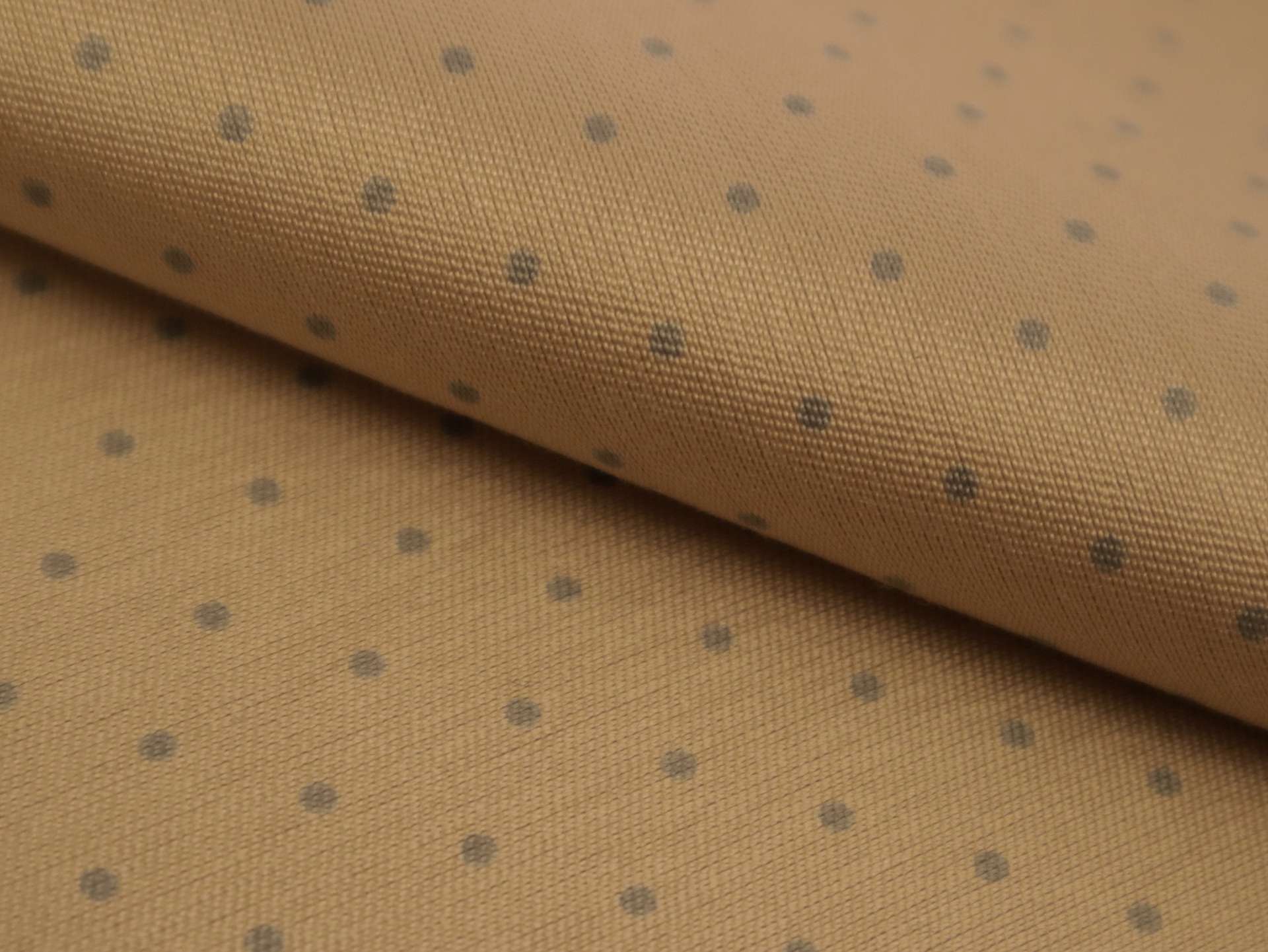 Silk and Wool Shantung with Polka Dots in Grey