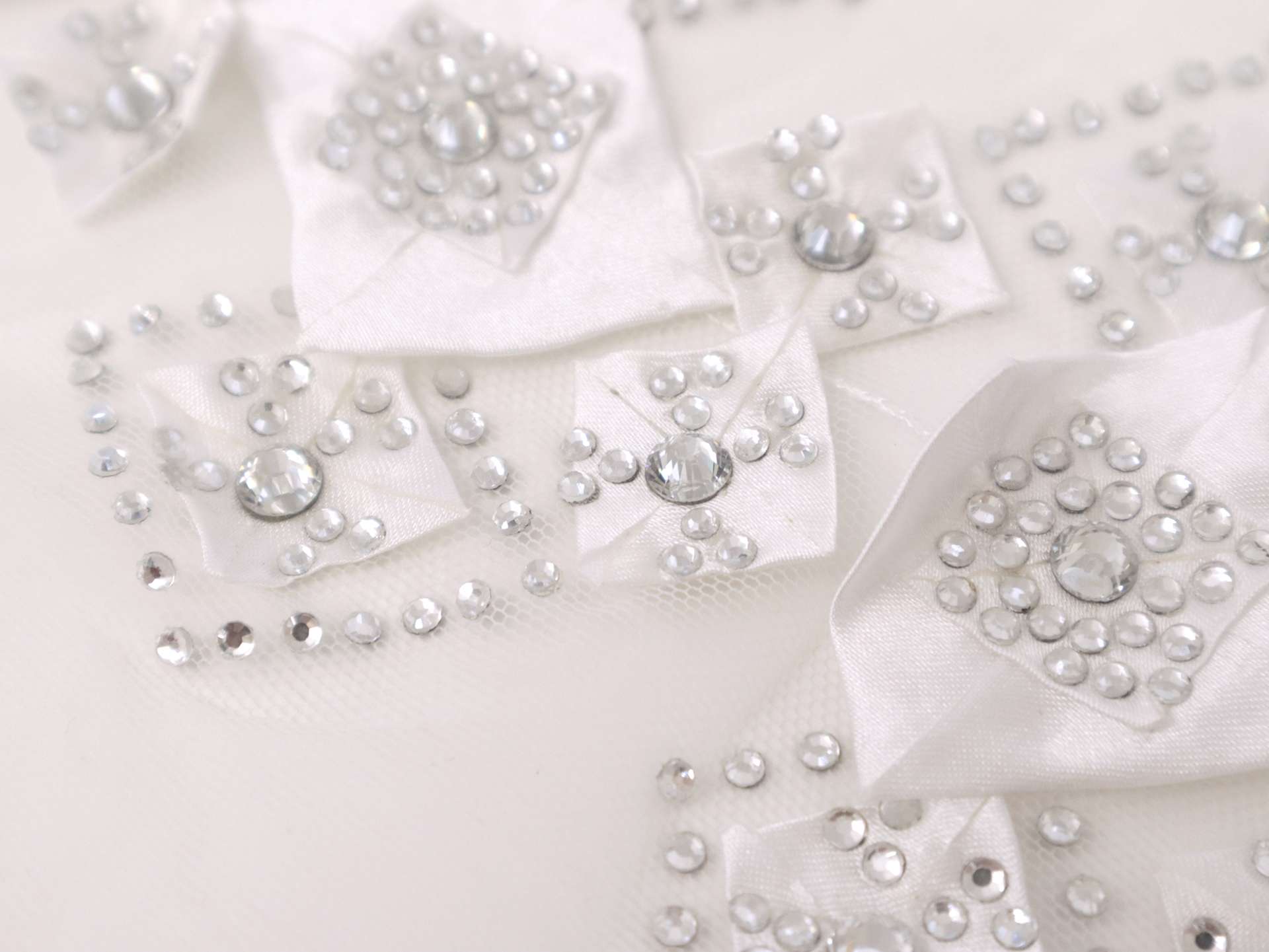 Beaded Embroidered Tulle with Bedazzled Squares