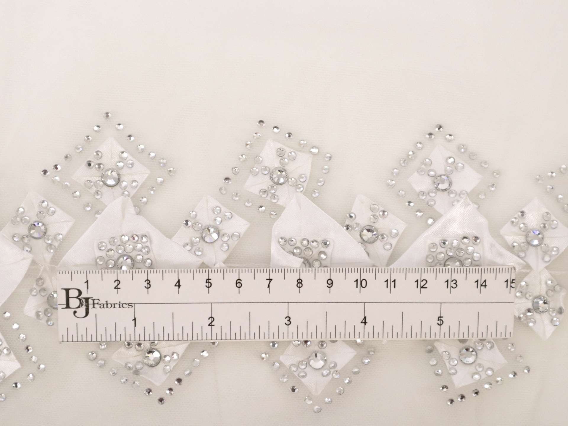 Beaded Embroidered Tulle with Bedazzled Squares