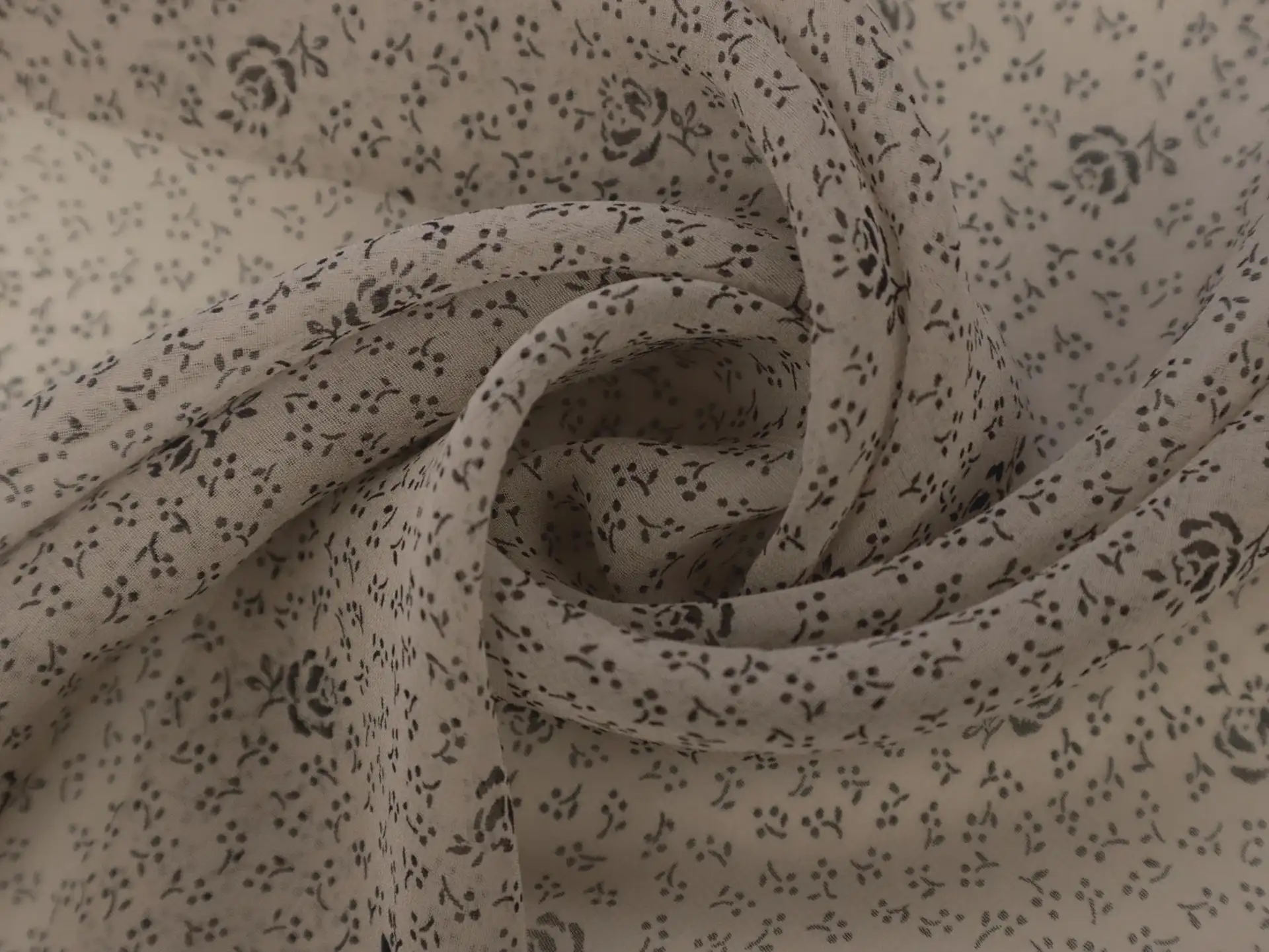 Printed Silk Chiffon with Florals On Brown Background