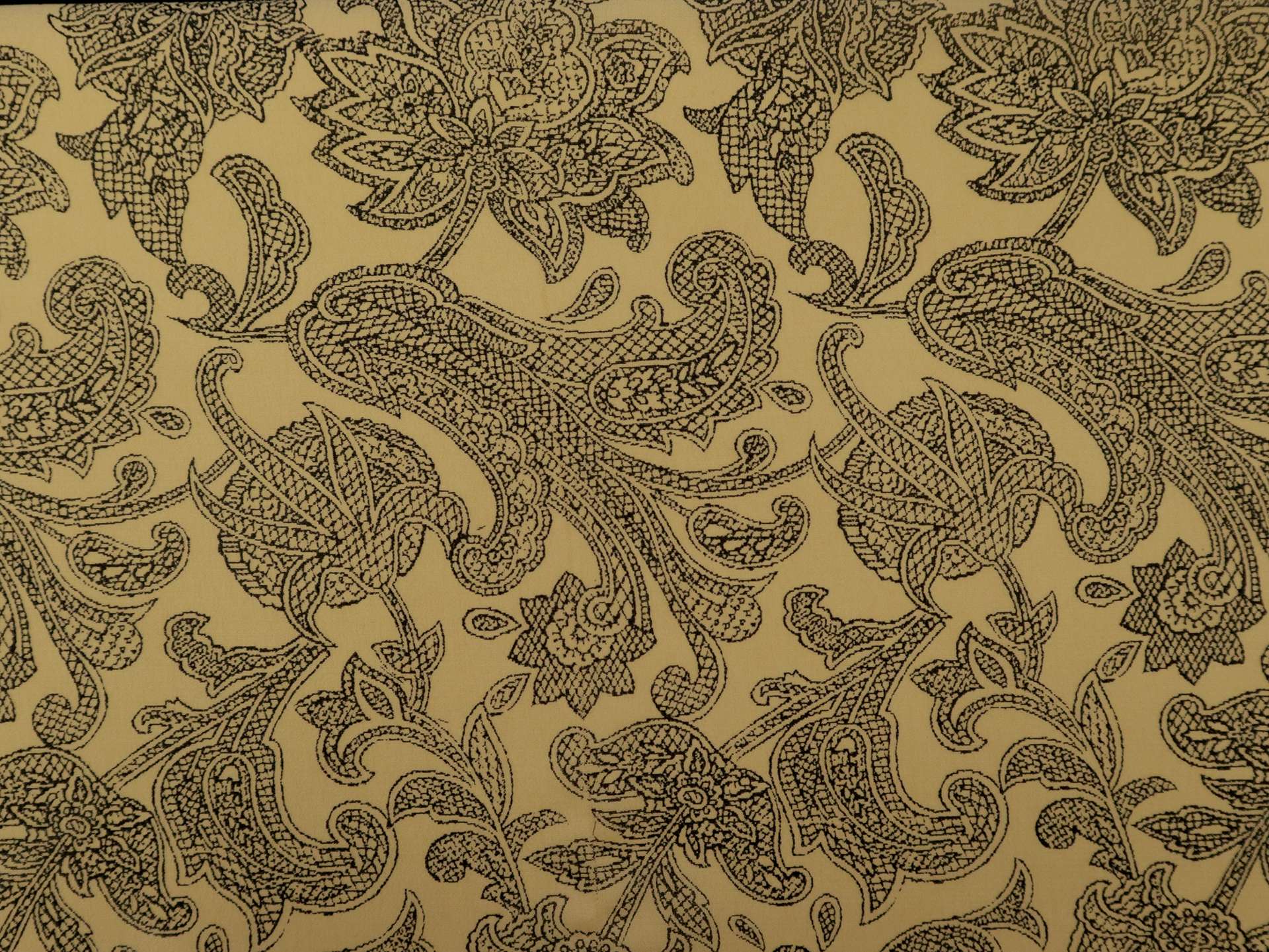 Printed Silk Chiffon with Illustrated Florals On Brown Background