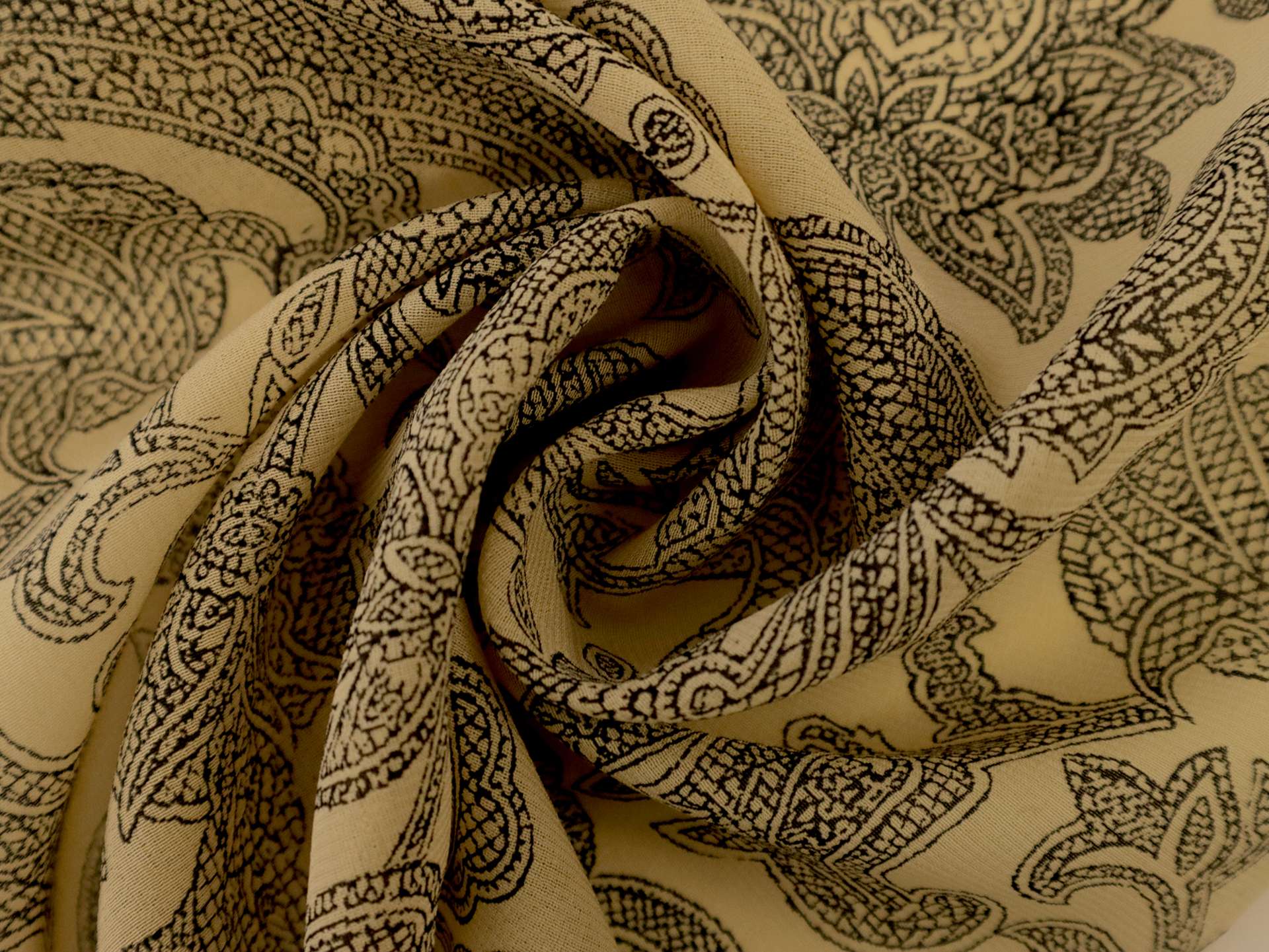 Printed Silk Chiffon with Illustrated Florals On Brown Background