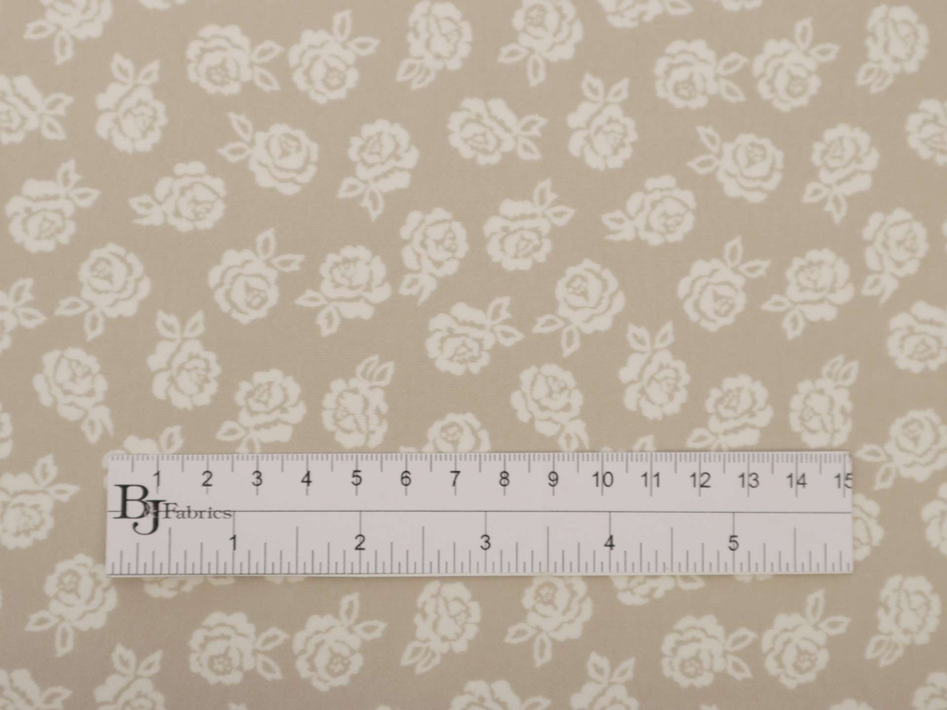 Printed Silk Chiffon with Roses White Floral On Chestnut Background