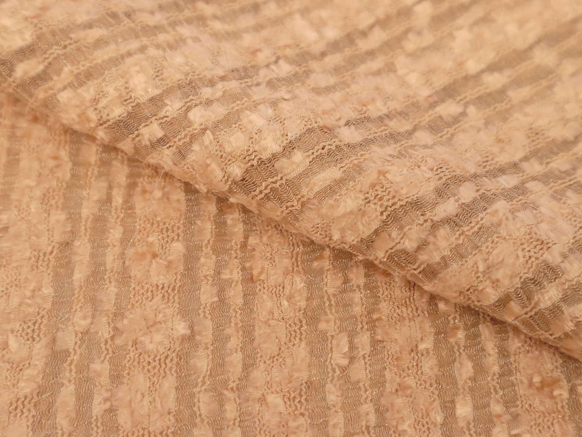 Novelty Textured Silk with Horizontal Stripe in Peach