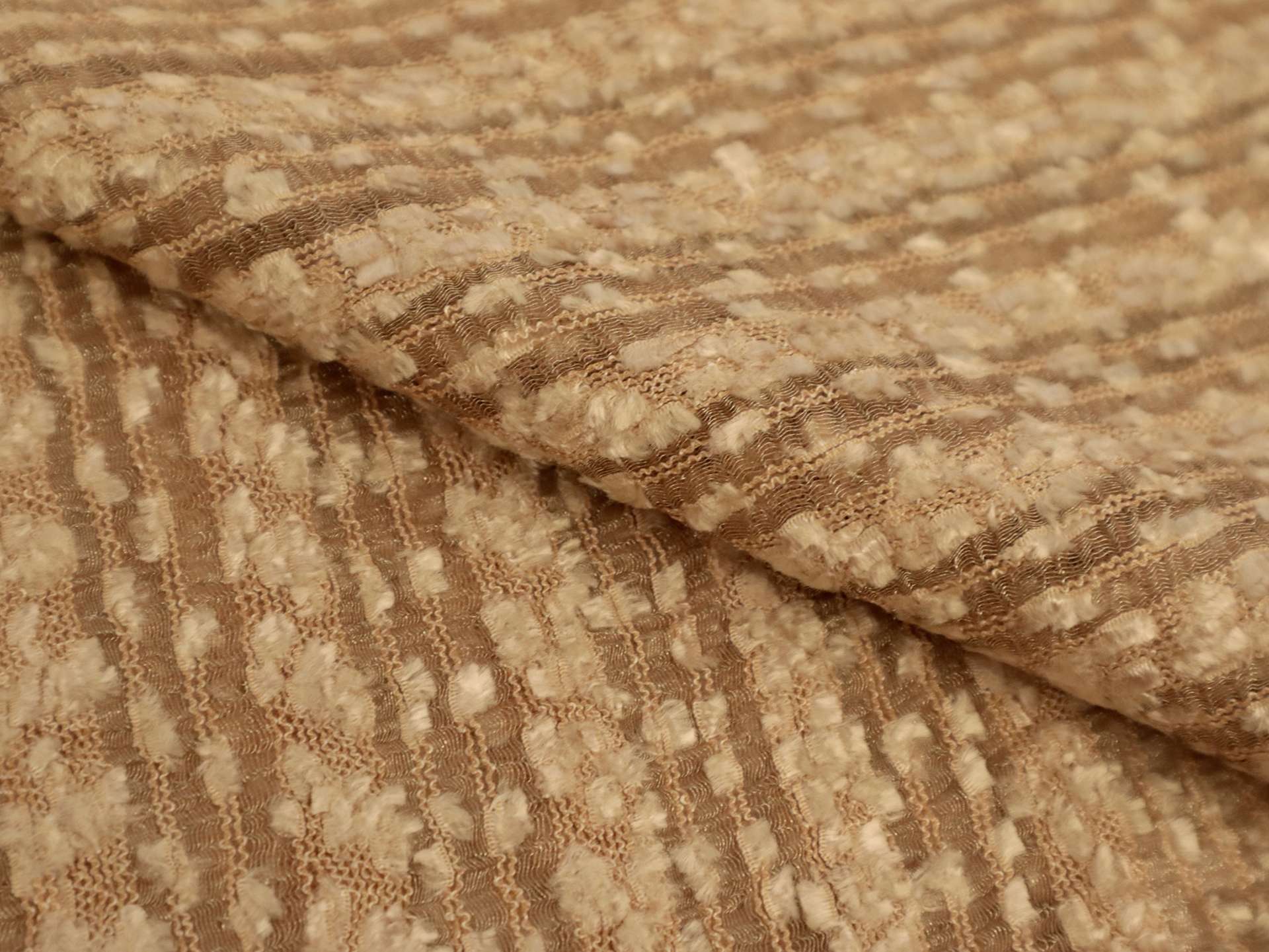 Novelty Textured Silk with Horizontal Stripe in Camel
