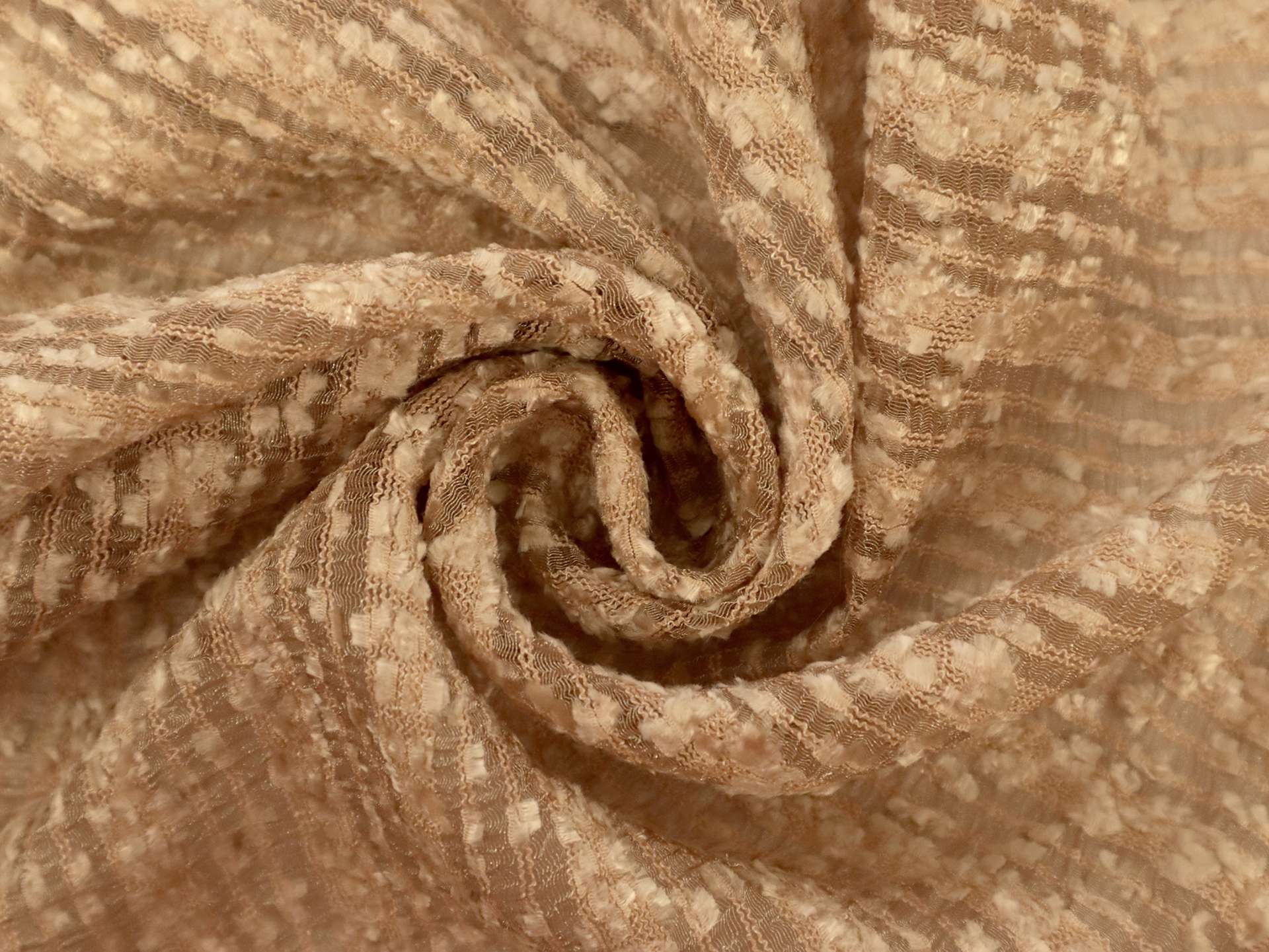 Novelty Textured Silk with Horizontal Stripe in Camel