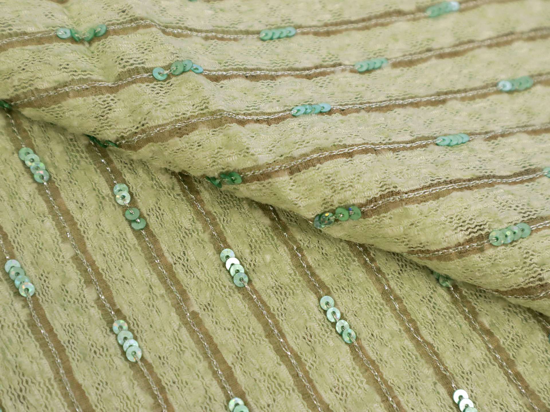 Sequined Silk and Rayon Chenille in Seafoam