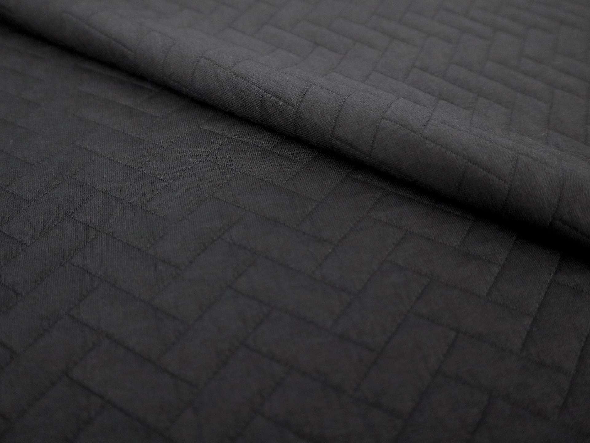 Poly Blend Novelty Quilted Knit in Black