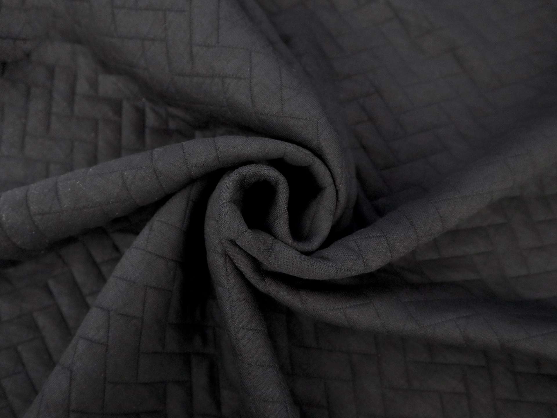 Poly Blend Novelty Quilted Knit in Black