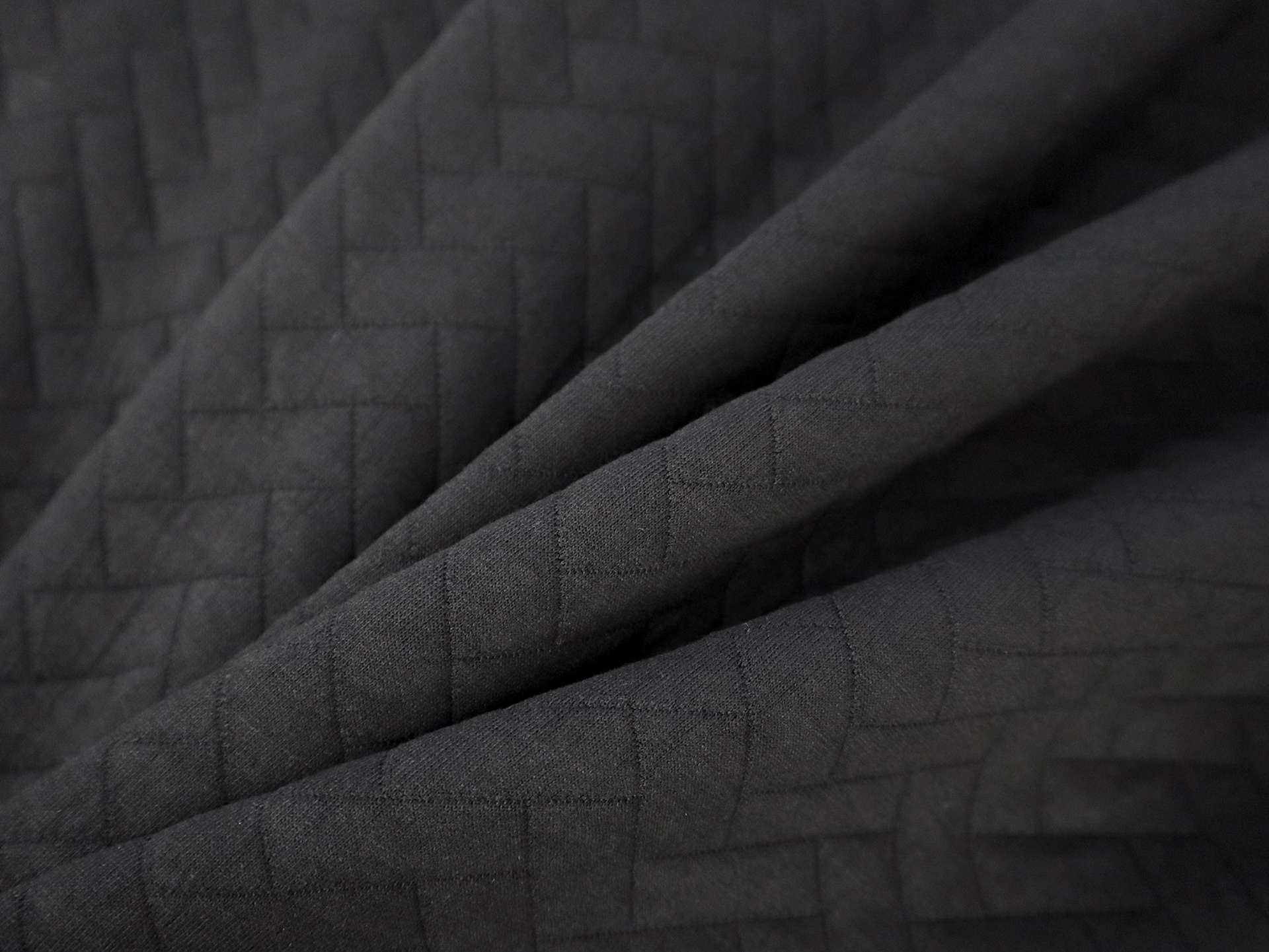 Poly Blend Novelty Quilted Knit in Black