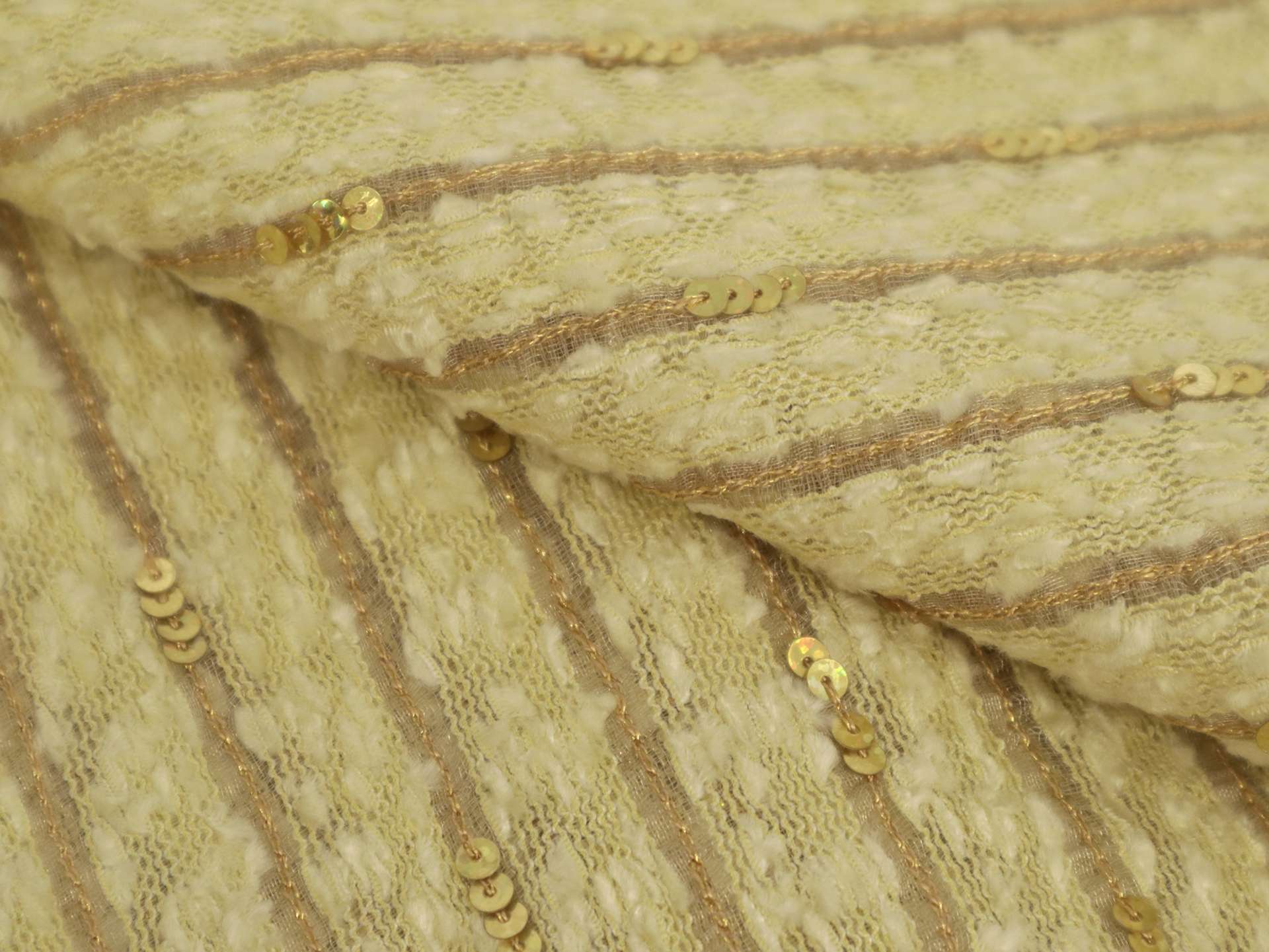 Sequined Silk and Rayon Chenille in Straw