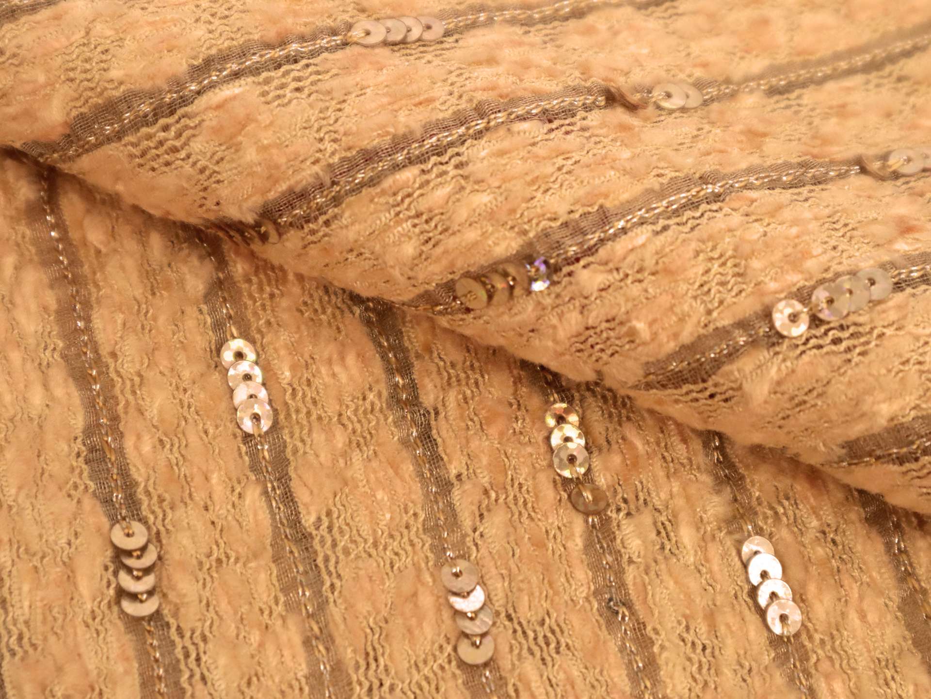 Sequined Silk and Rayon Chenille in Peach