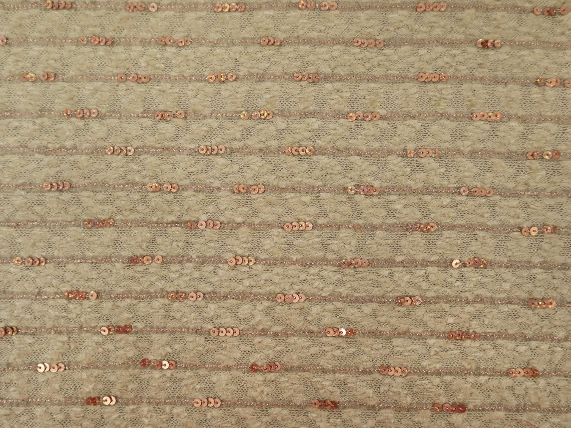 Sequined Silk and Rayon Chenille in Champagne and Copper