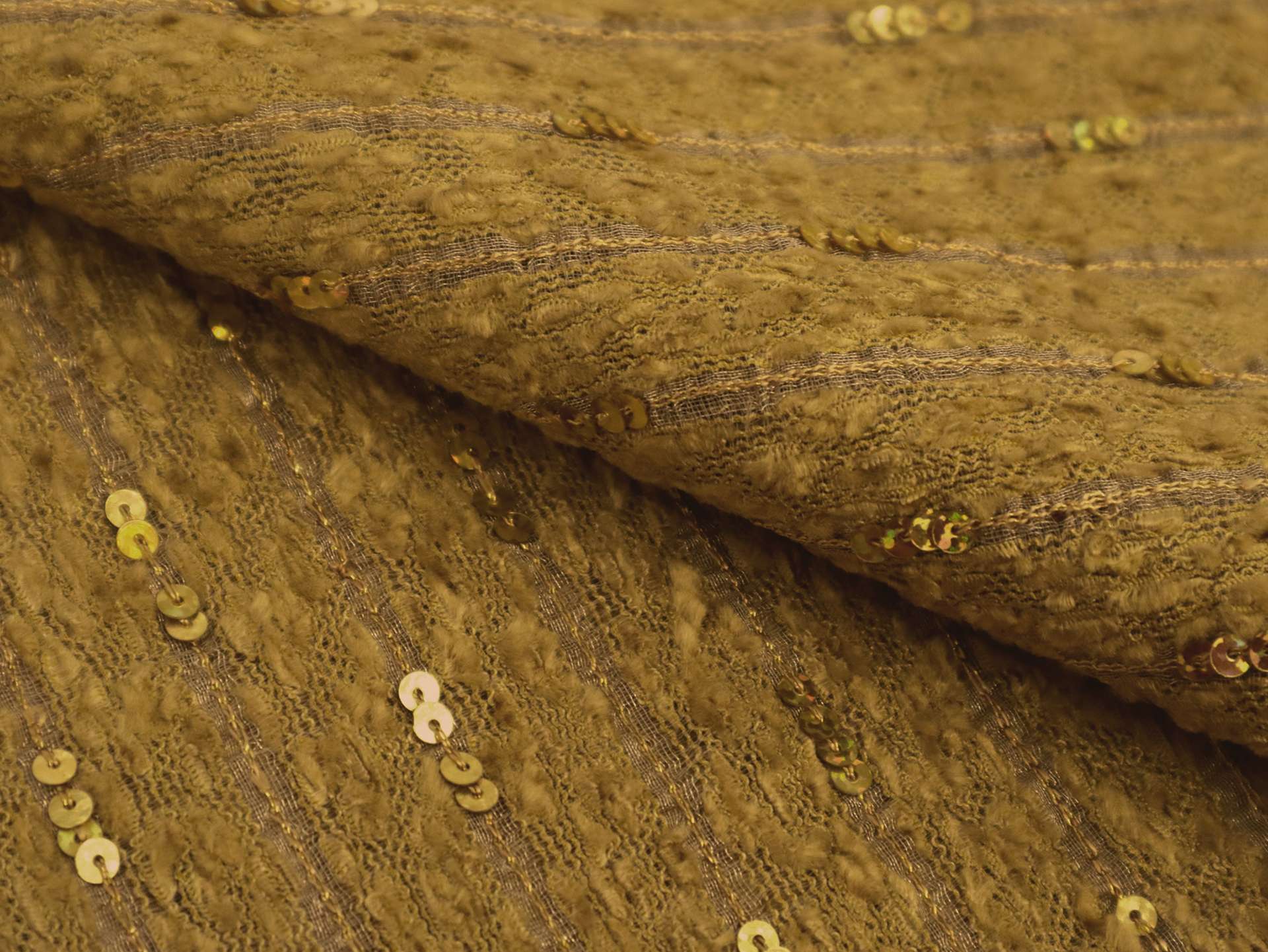 Sequined Silk and Rayon Chenille in Mustard