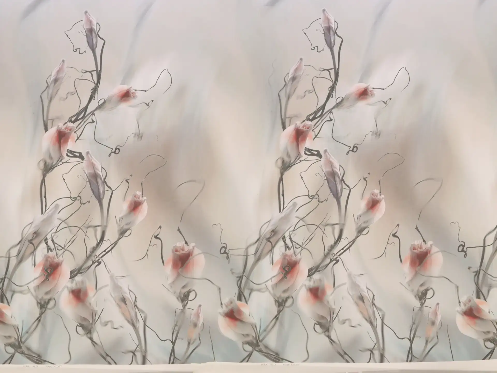 Printed Silk Organza with Budding Florals