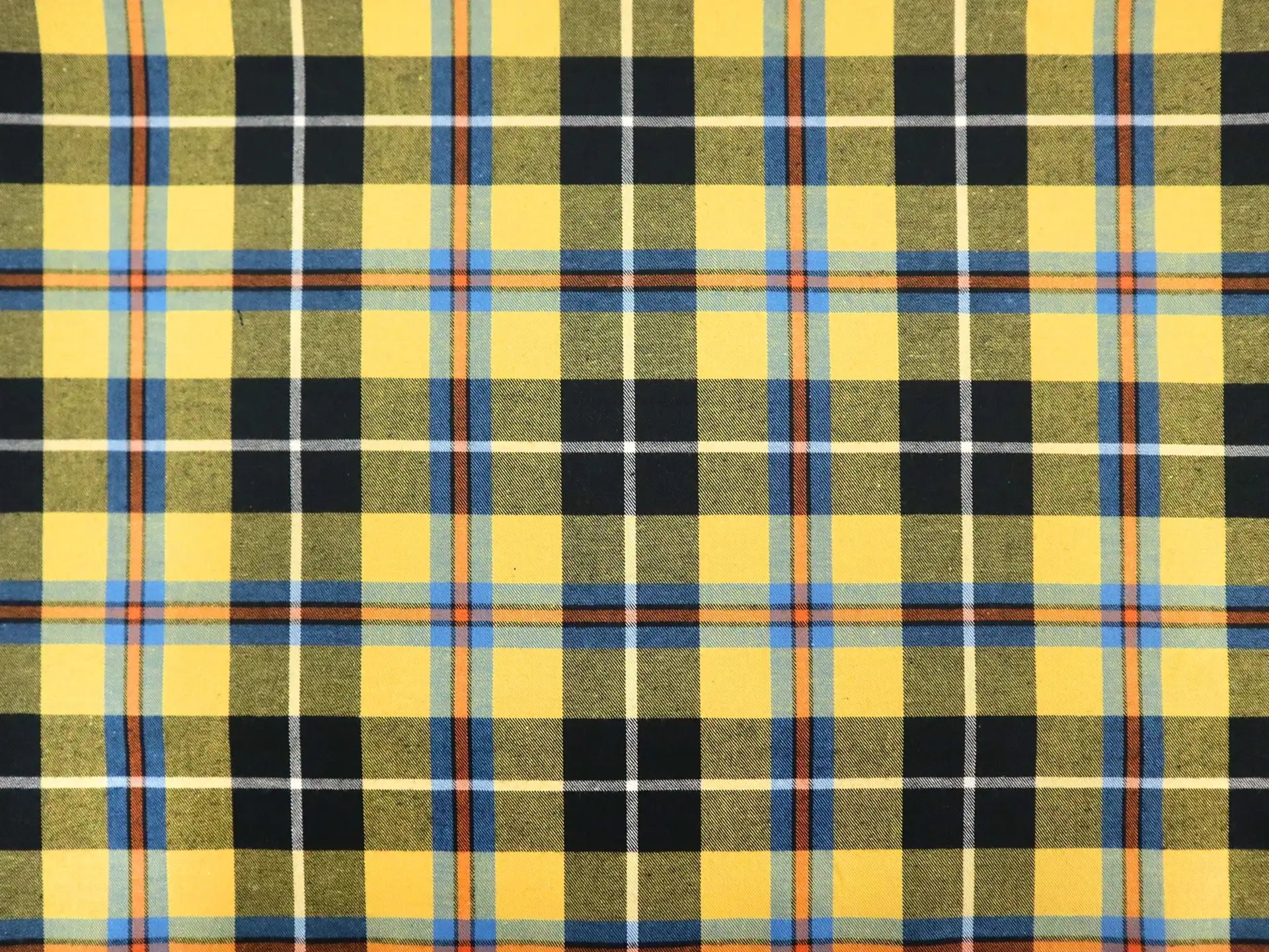 Japanese Cotton Twill Plaid in Yellow Blue