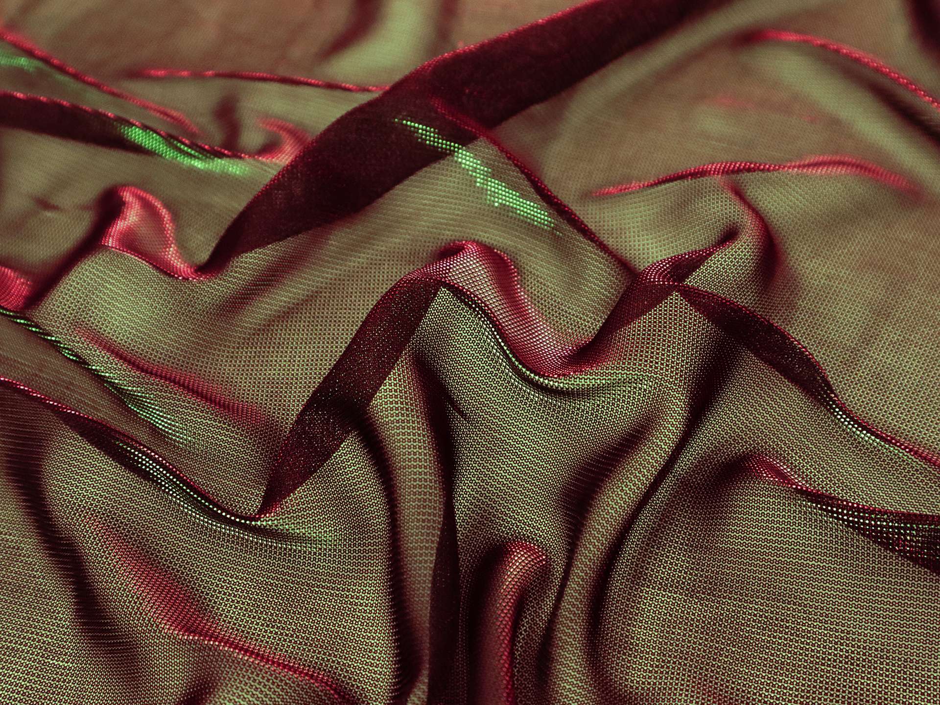 Sheer Iridescent Metallic Knit in Green and Fuchsia