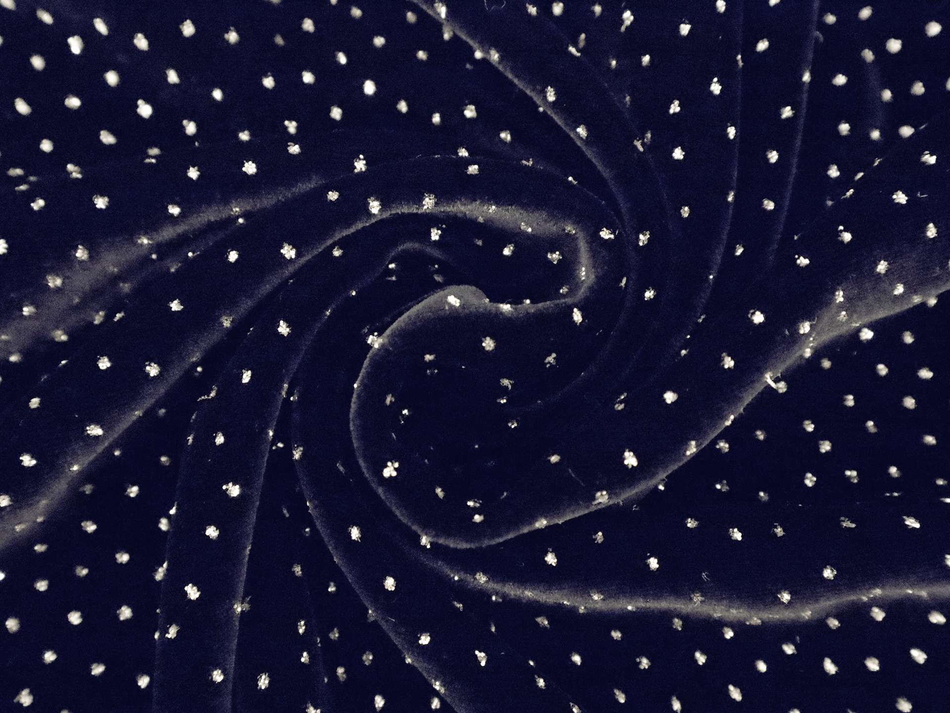 Novelty Glitter Dot Velvet in Navy