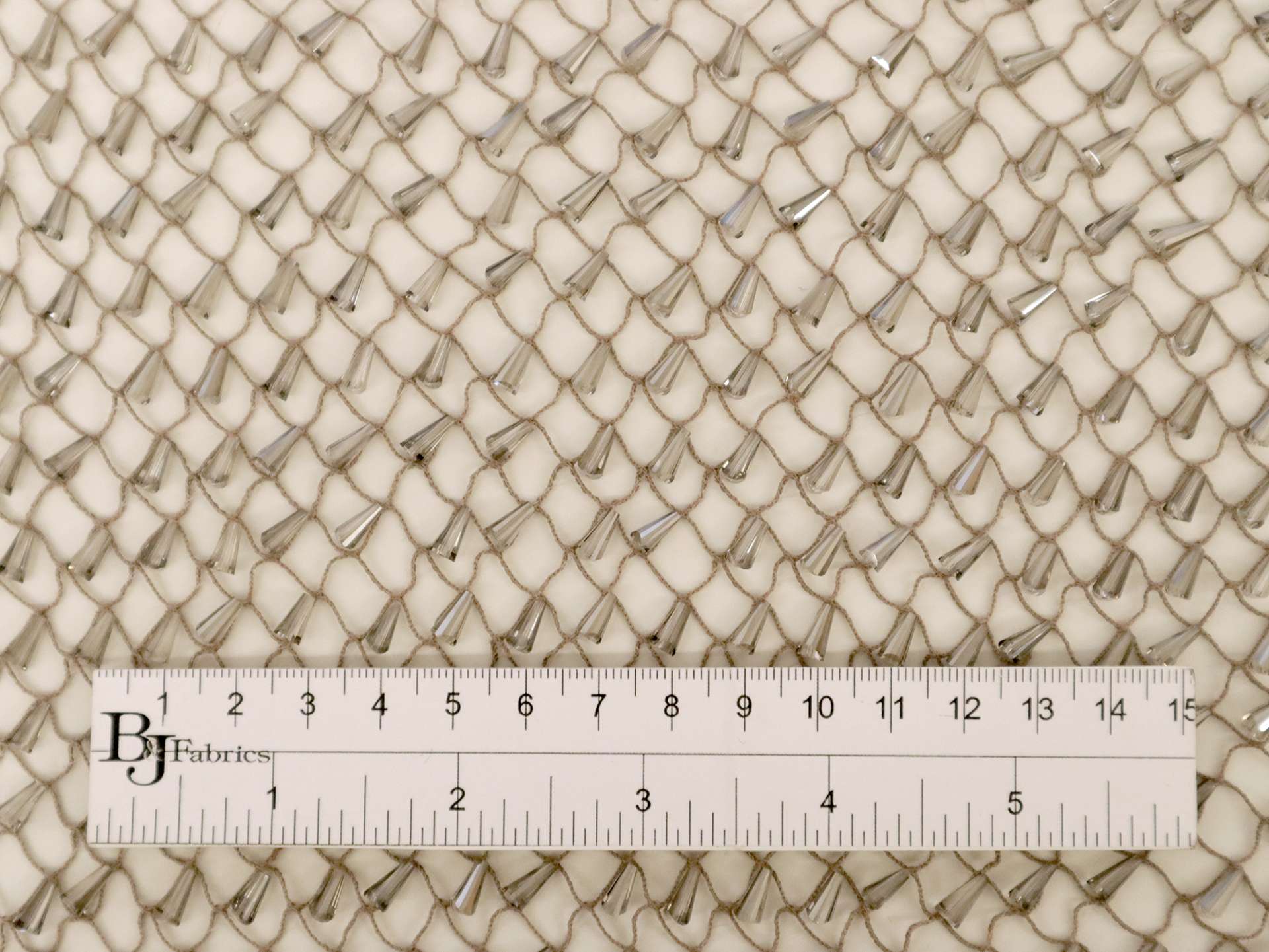 Novelty Netting with Cone-Shaped Beads in Ochre and Ivory