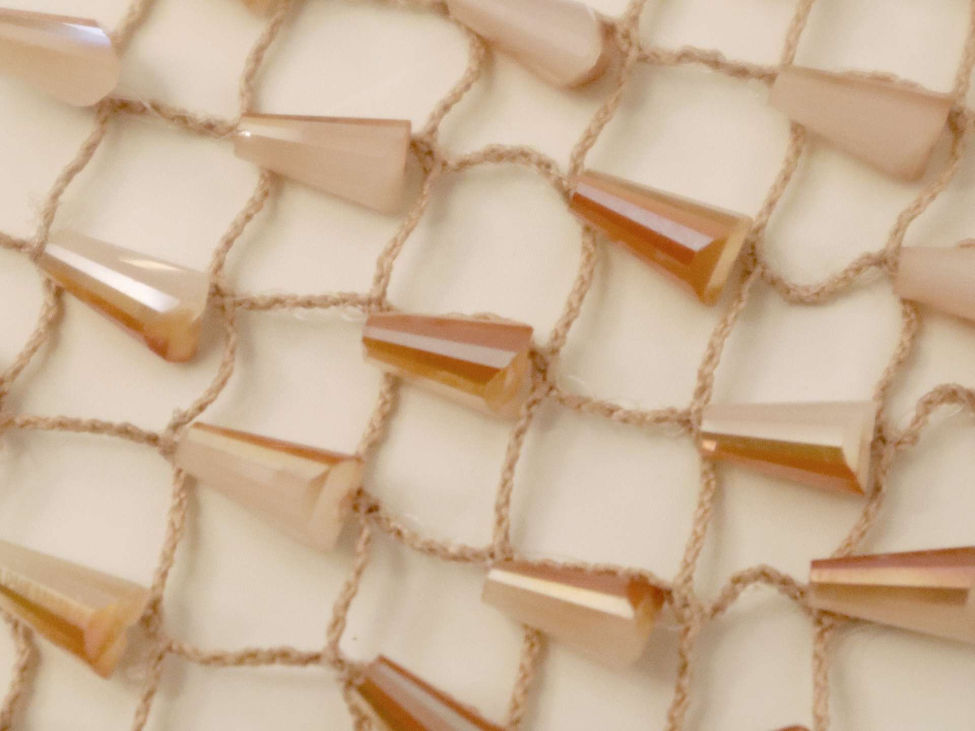 Novelty Netting with Cone-Shaped Beads in Ochre and Ivory