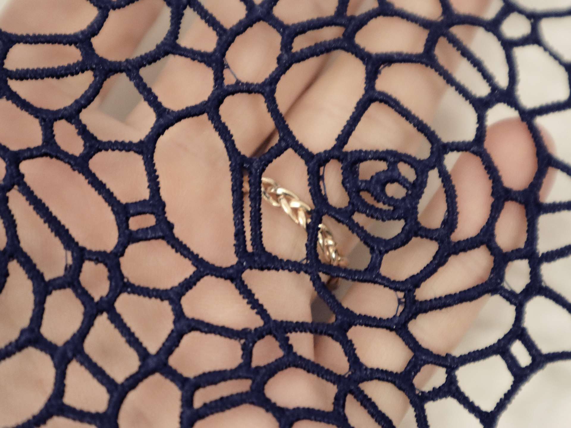 Floral Guipure Lace in Navy