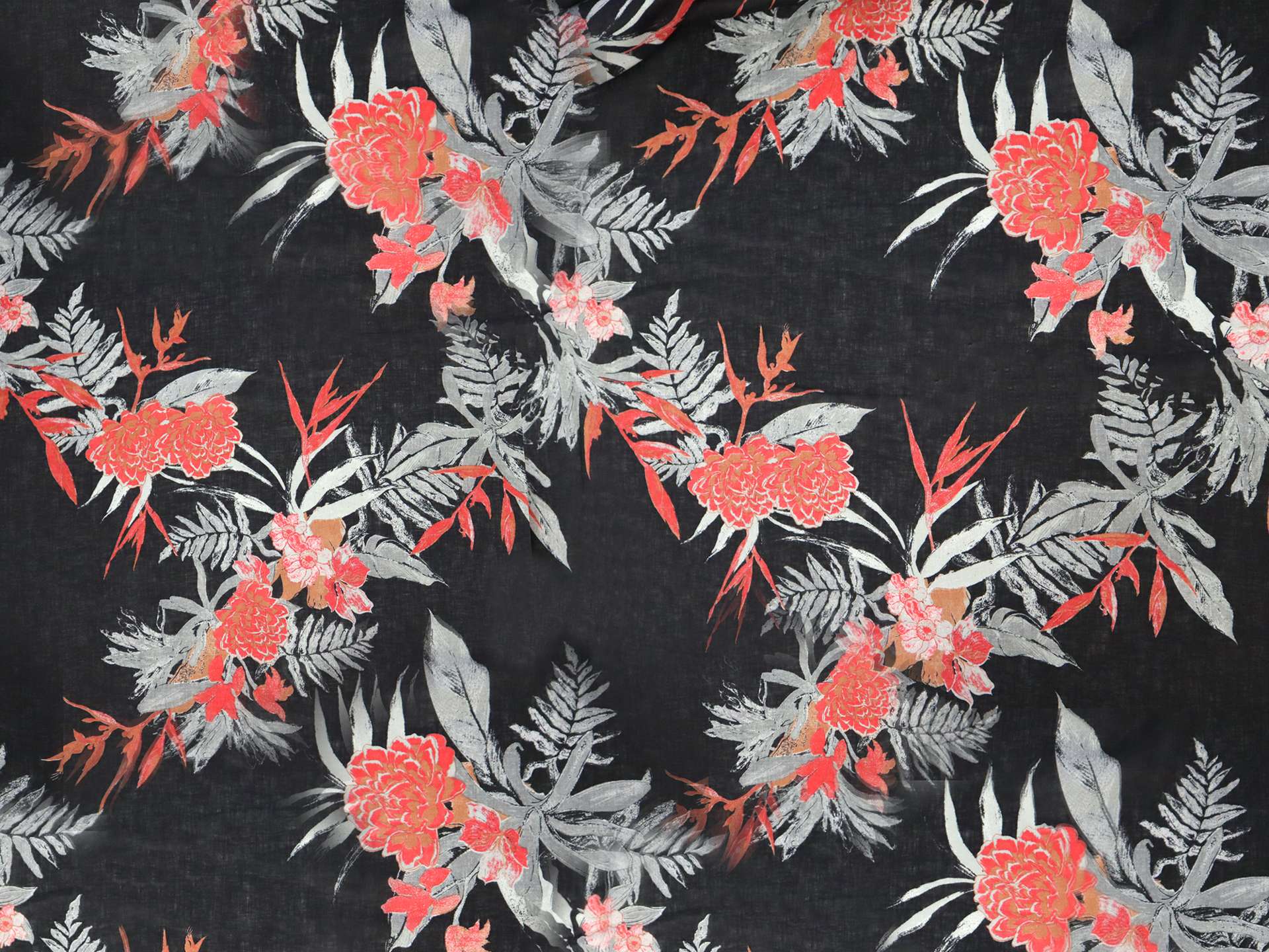 Handkerchief Linen with Tropical Botanical Print