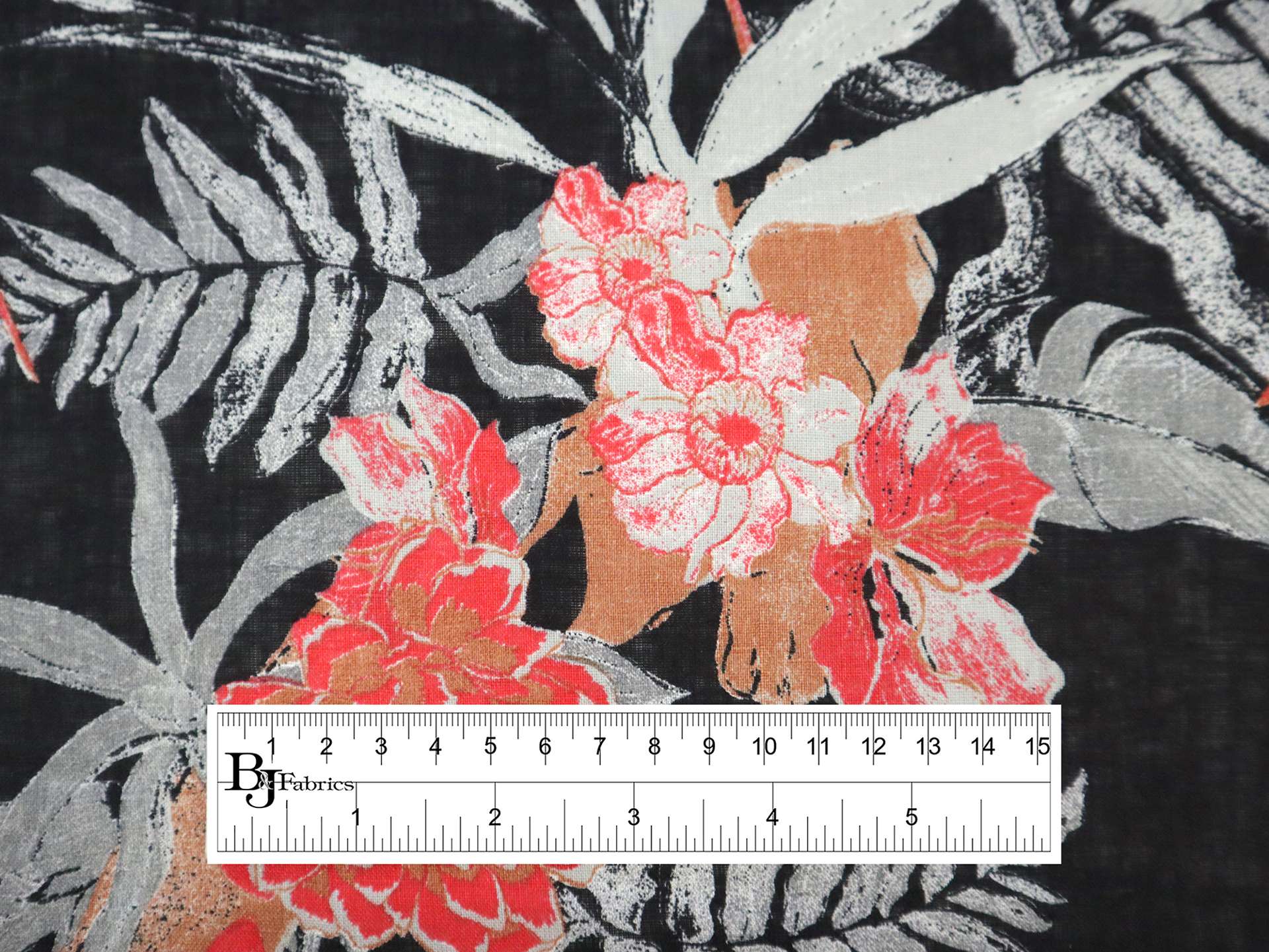Handkerchief Linen with Tropical Botanical Print